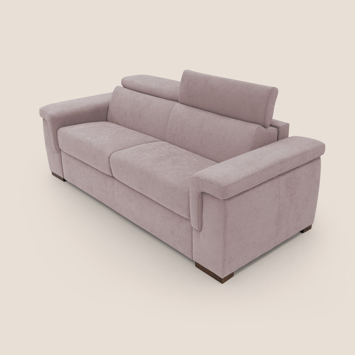Giunone divano letto con materasso alto 18 cm e poggiatesta reclinabili in tessuto impermeabile T02 rosa - divitt.sbs