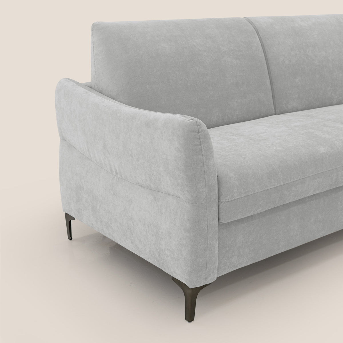 Dalia divano letto con materasso H18 cm e piedi alti in raffinato tessuto smacchiabile T17 grigio - divitt.sbs