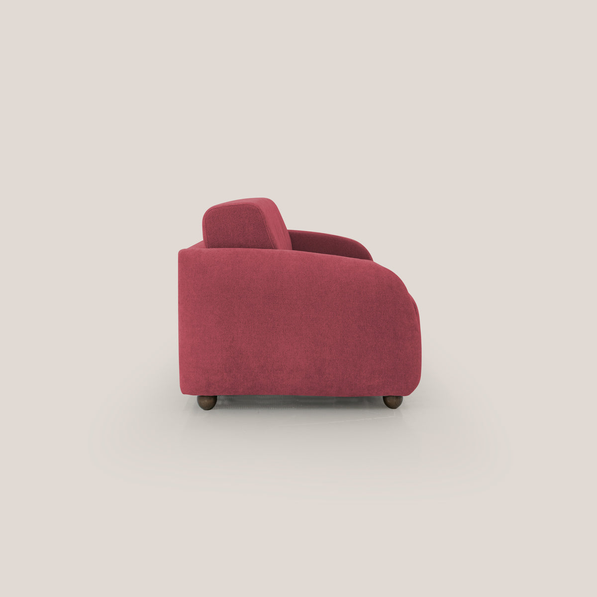 Giglio divano letto scandinavo japandi con materasso H18 cm in tessuto Bouclé impermeabile T07 rosso - divitt.sbs
