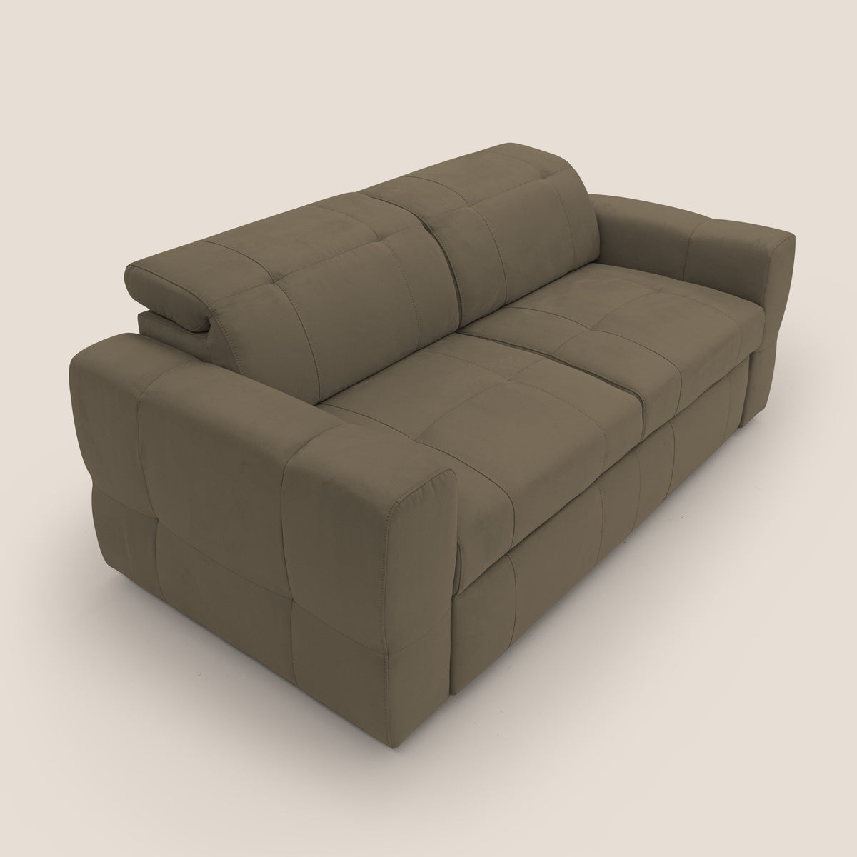 Kronos Divano con pouf estraibile poggiapiedi e poggiatesta reclinabili in morbida microfibra impermeabile T11 marrone - divitt.sbs