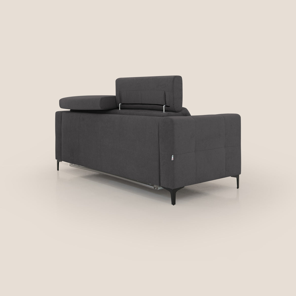 Gardenia divano letto materasso alto 18 cm con poggiatesta reclinabili e rivestimento impermeabile T02 nero - divitt.sbs