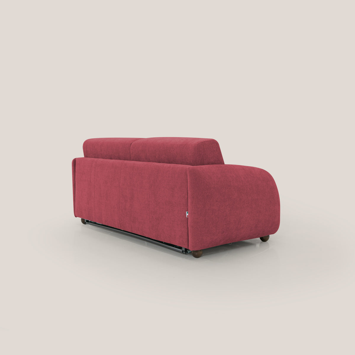 Giglio divano letto scandinavo japandi con materasso H18 cm in tessuto Bouclé impermeabile T07 rosso - divitt.sbs