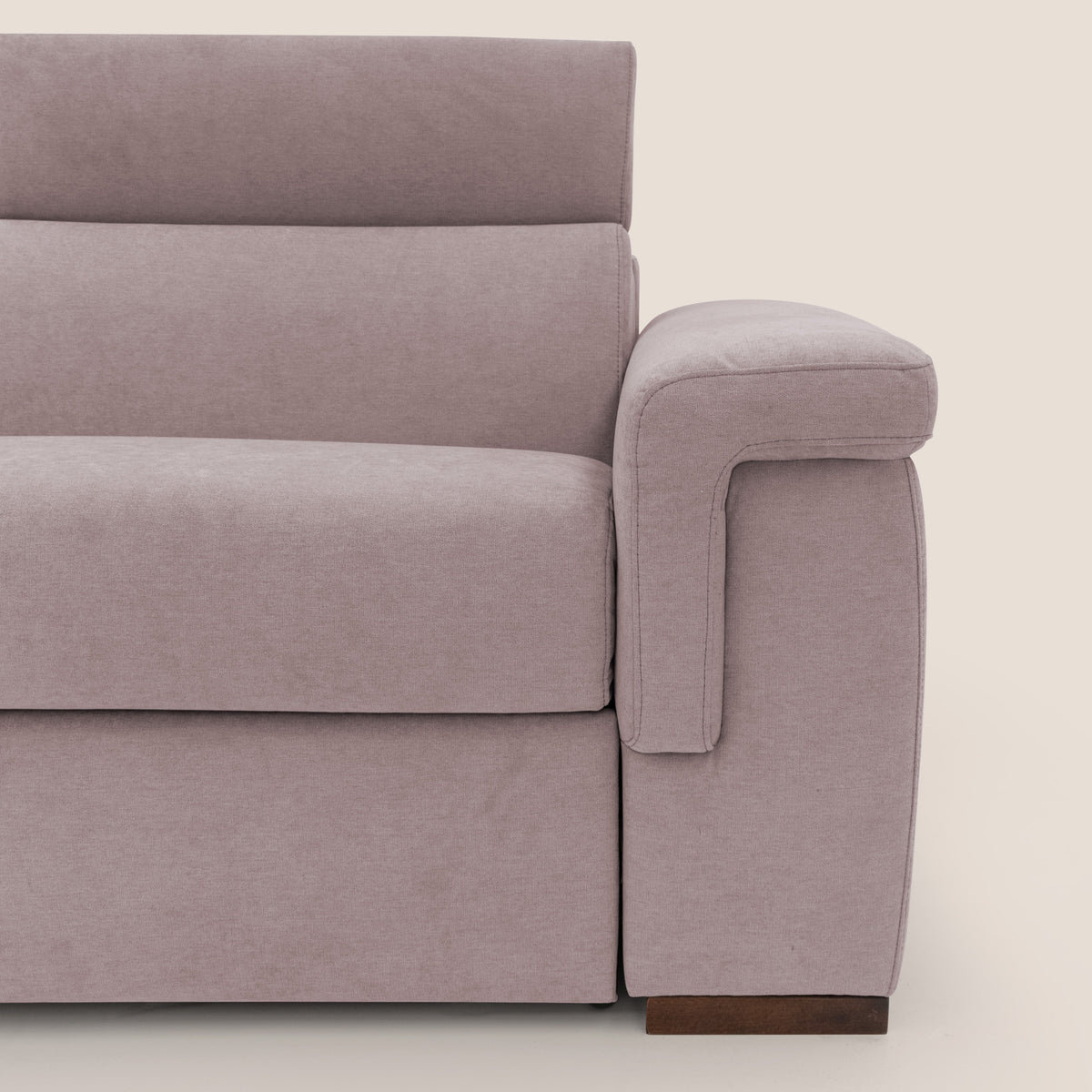 Giunone divano letto con materasso alto 18 cm e poggiatesta reclinabili in tessuto impermeabile T02 rosa - divitt.sbs