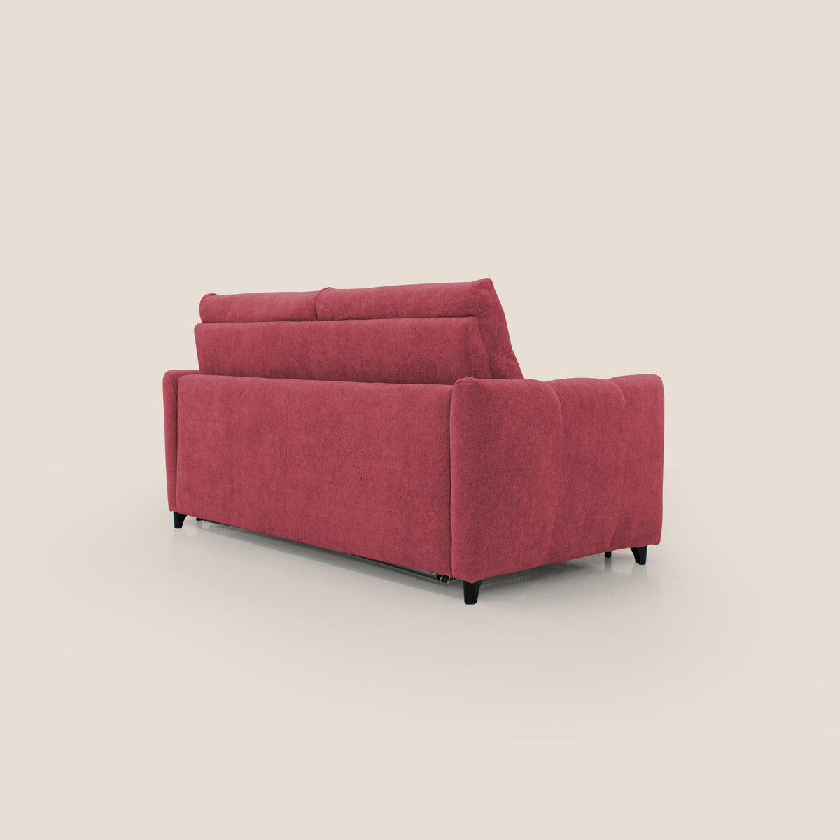 Peonia divano letto scandinavo con materasso H18 cm e morbido e alto schienale in tessuto Bouclé impermeabile T07 rosso - divitt.sbs