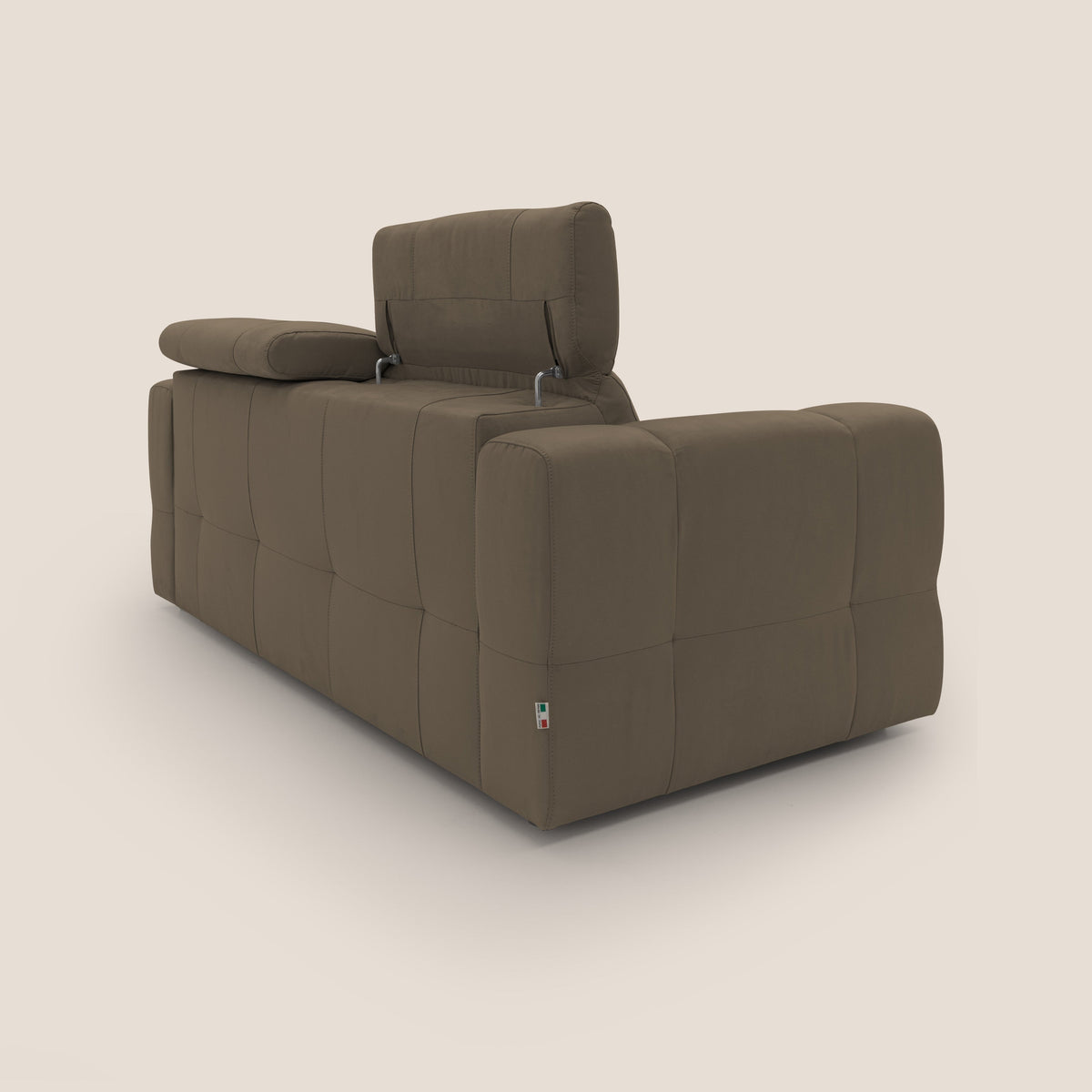Kronos Divano con pouf estraibile poggiapiedi e poggiatesta reclinabili in morbida microfibra impermeabile T11 marrone - divitt.sbs