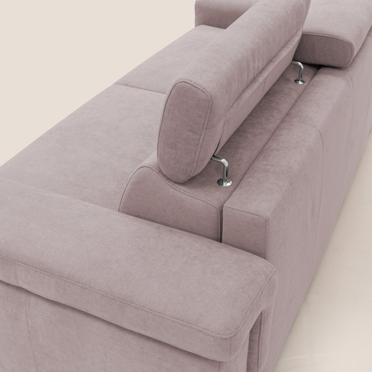 Giunone divano letto con materasso alto 18 cm e poggiatesta reclinabili in tessuto impermeabile T02 rosa - divitt.sbs
