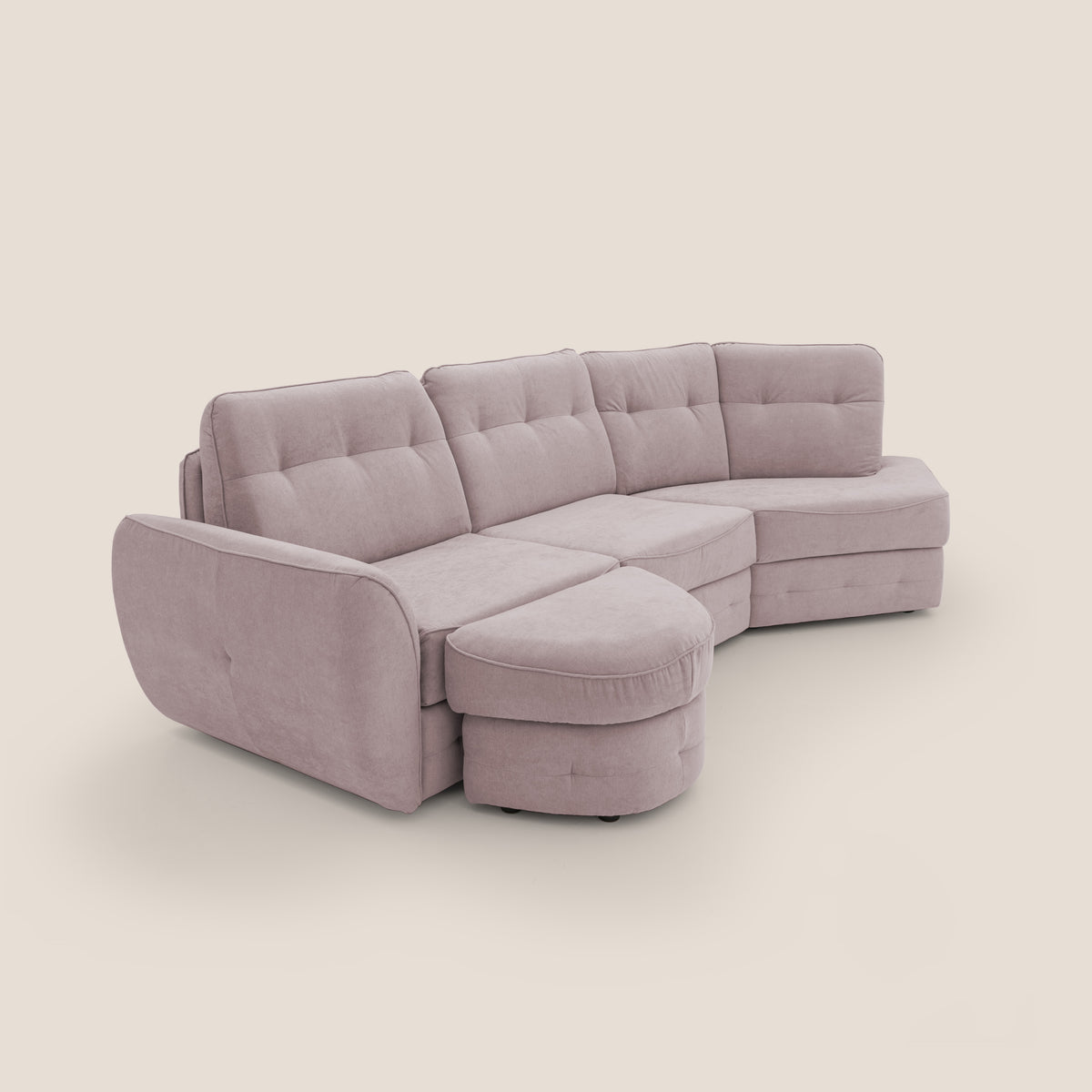 Zeus divano letto angolare con materasso H18 cm pouf mobile in tessuto impermeabile T02 - divitt.sbs