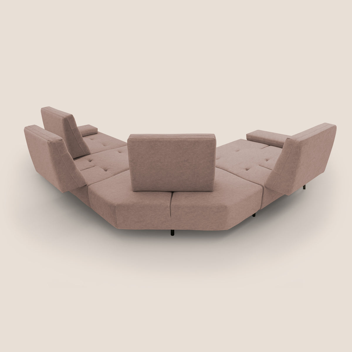 Lugano Divano angolare con schienali traslanti in microfibra effetto velluto T09 rosa - divitt.sbs