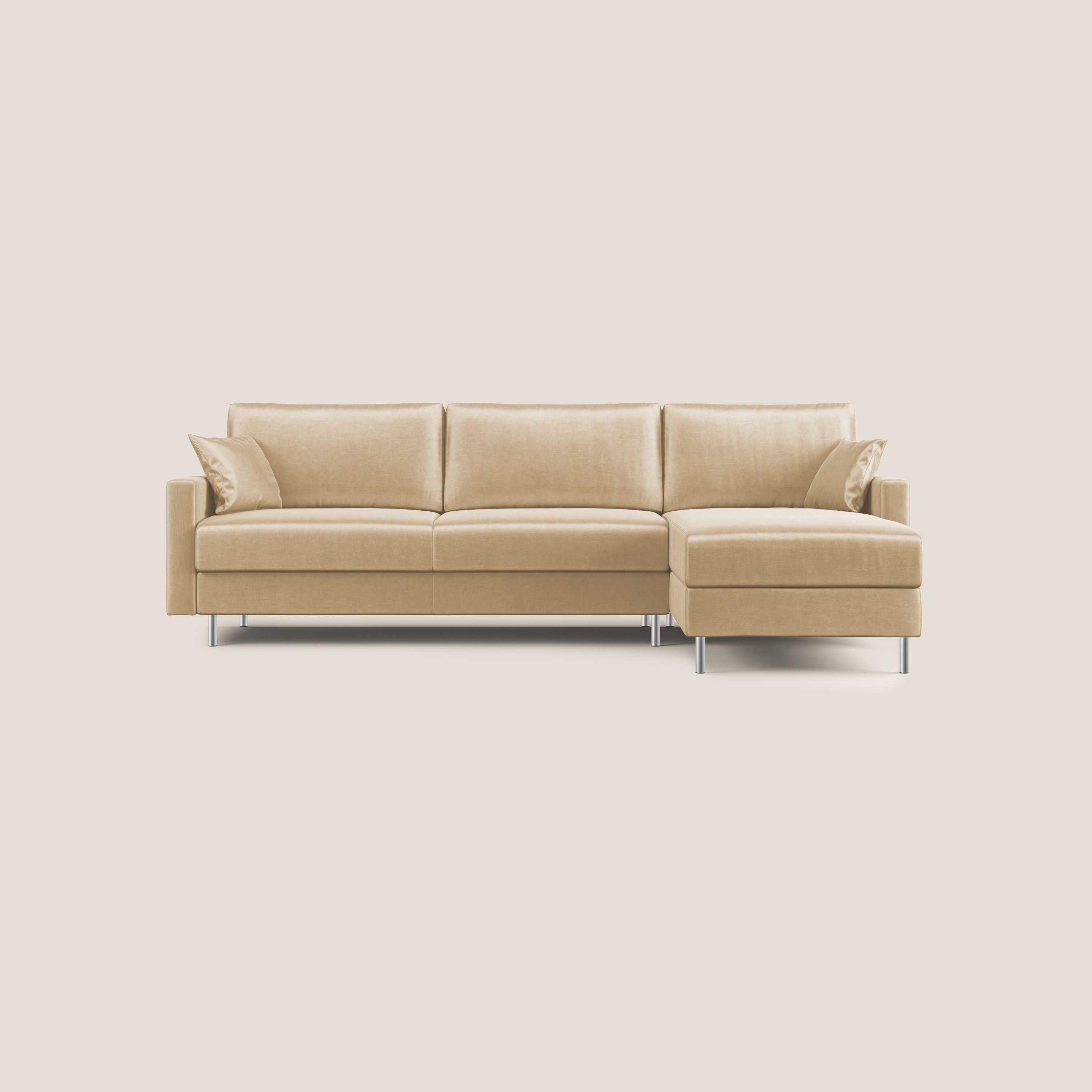 Andromeda divano letto angolare in velluto morbido impermeabile T01 beige - divitt.sbs