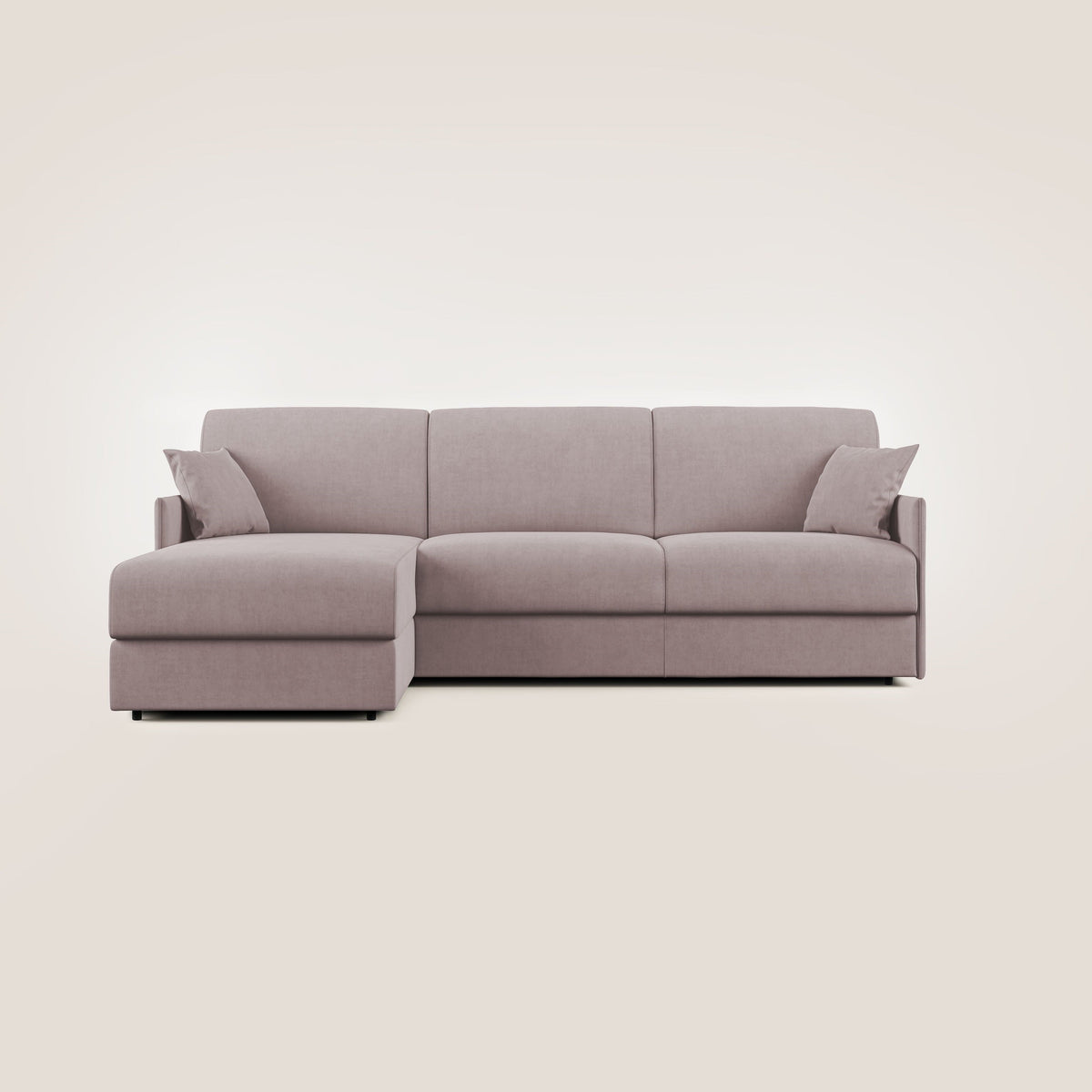 Evans Divano letto angolare con penisola in morbido tessuto impermeabile T02 rosa - divitt.sbs