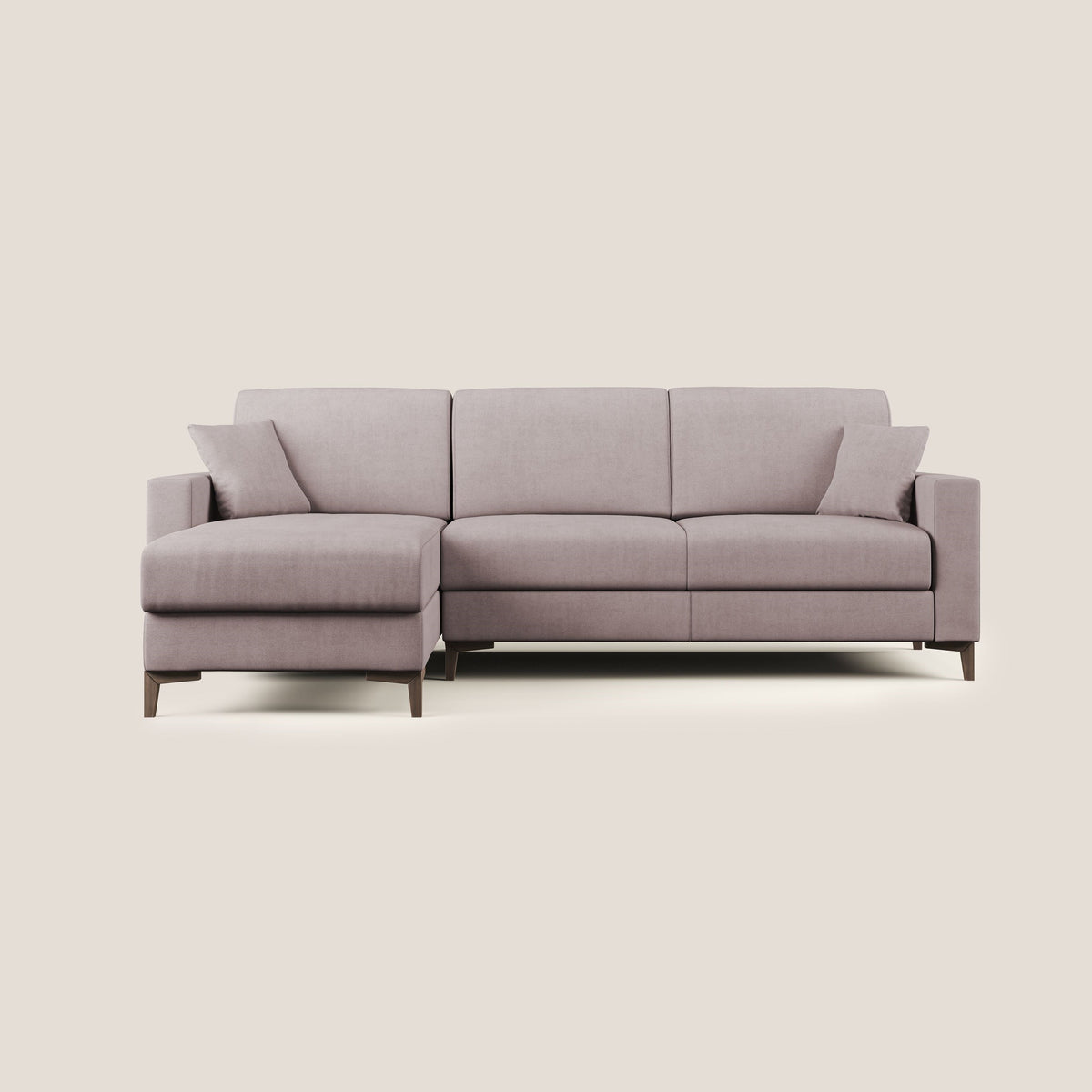 Kafka divano letto angolare in morbido tessuto impermeabile T02 rosa - divitt.sbs