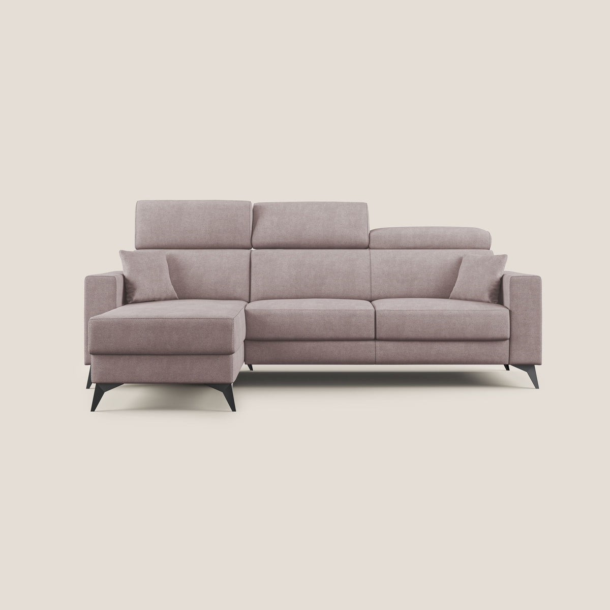 Pegaso divano letto angolare con poggiatesta reclinabili e rivestimento impermeabile T02 rosa - divitt.sbs