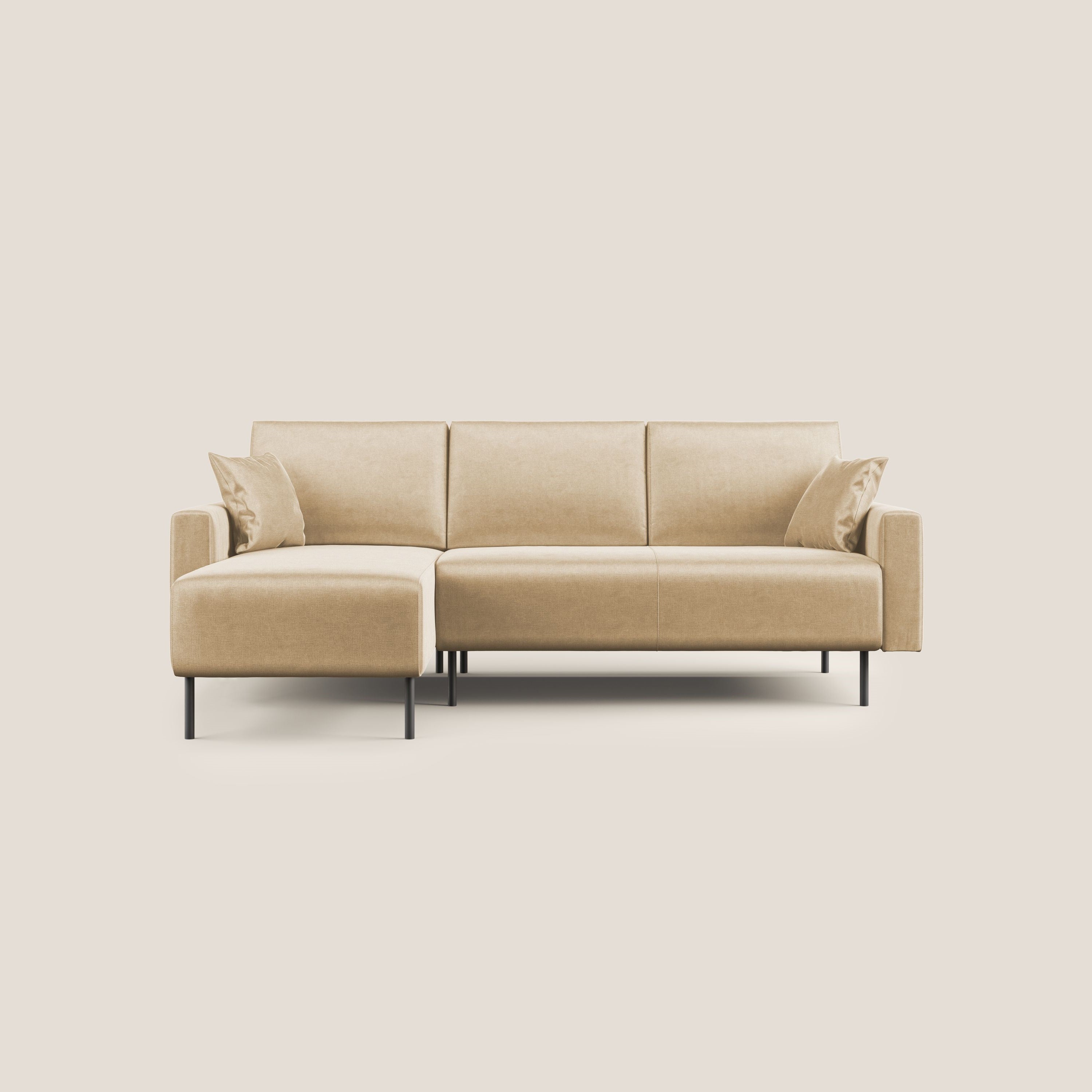 Arthur divano moderno angolare in velluto morbido impermeabile T01 beige - divitt.sbs