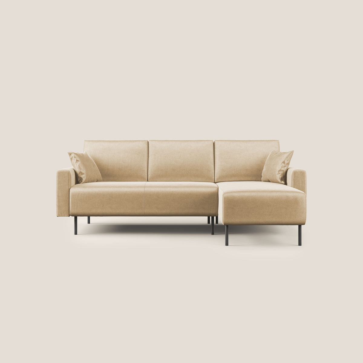 Arthur divano moderno angolare in velluto morbido impermeabile T01 beige - divitt.sbs