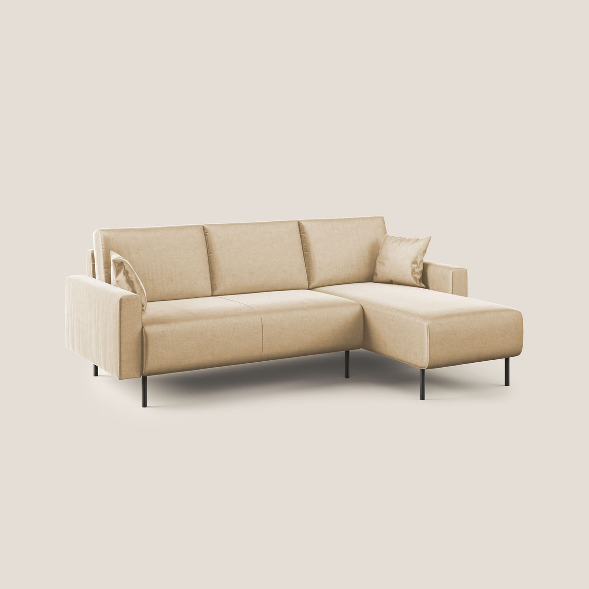 Arthur divano moderno angolare in velluto morbido impermeabile T01 beige - divitt.sbs