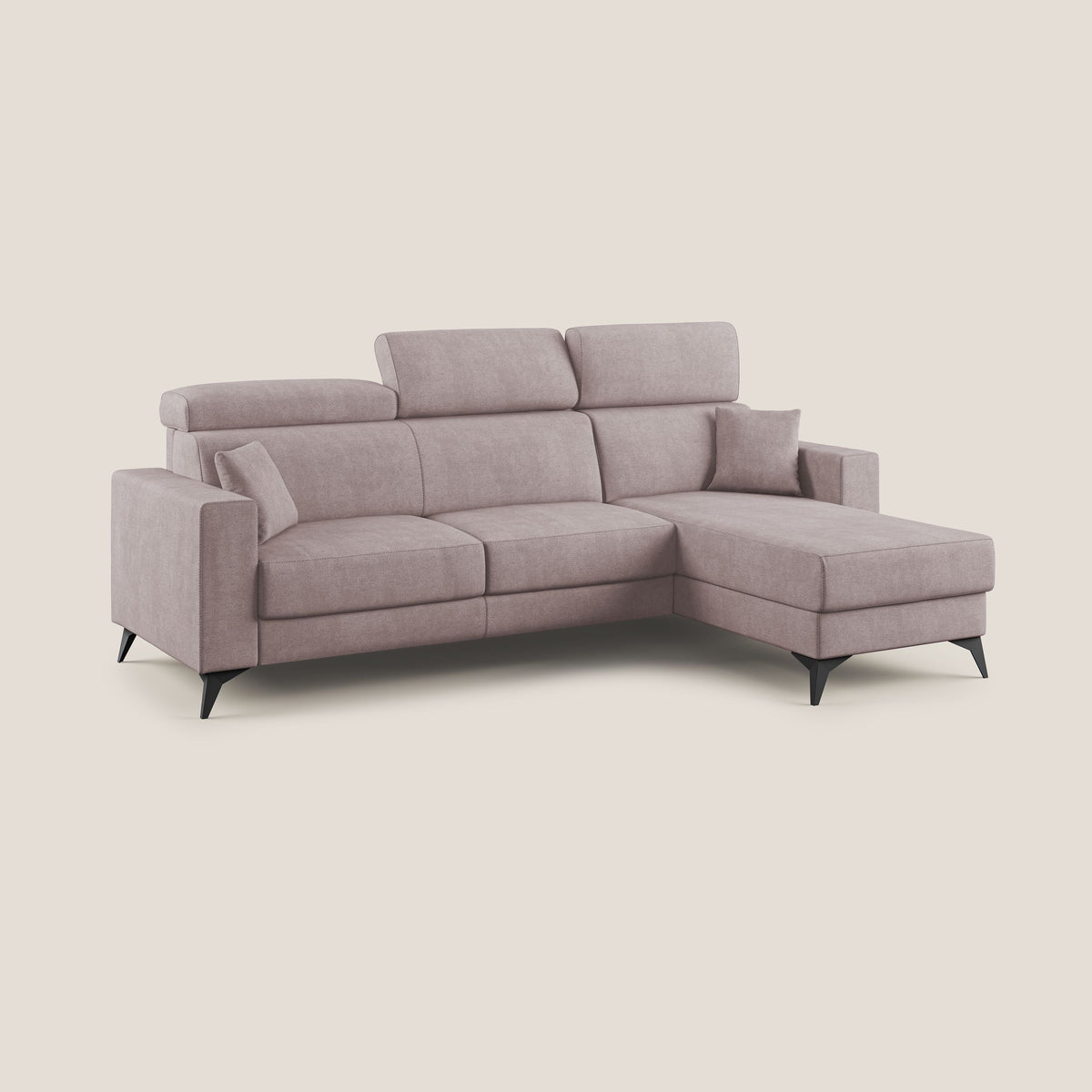 Pegaso divano letto angolare con poggiatesta reclinabili e rivestimento impermeabile T02 rosa - divitt.sbs