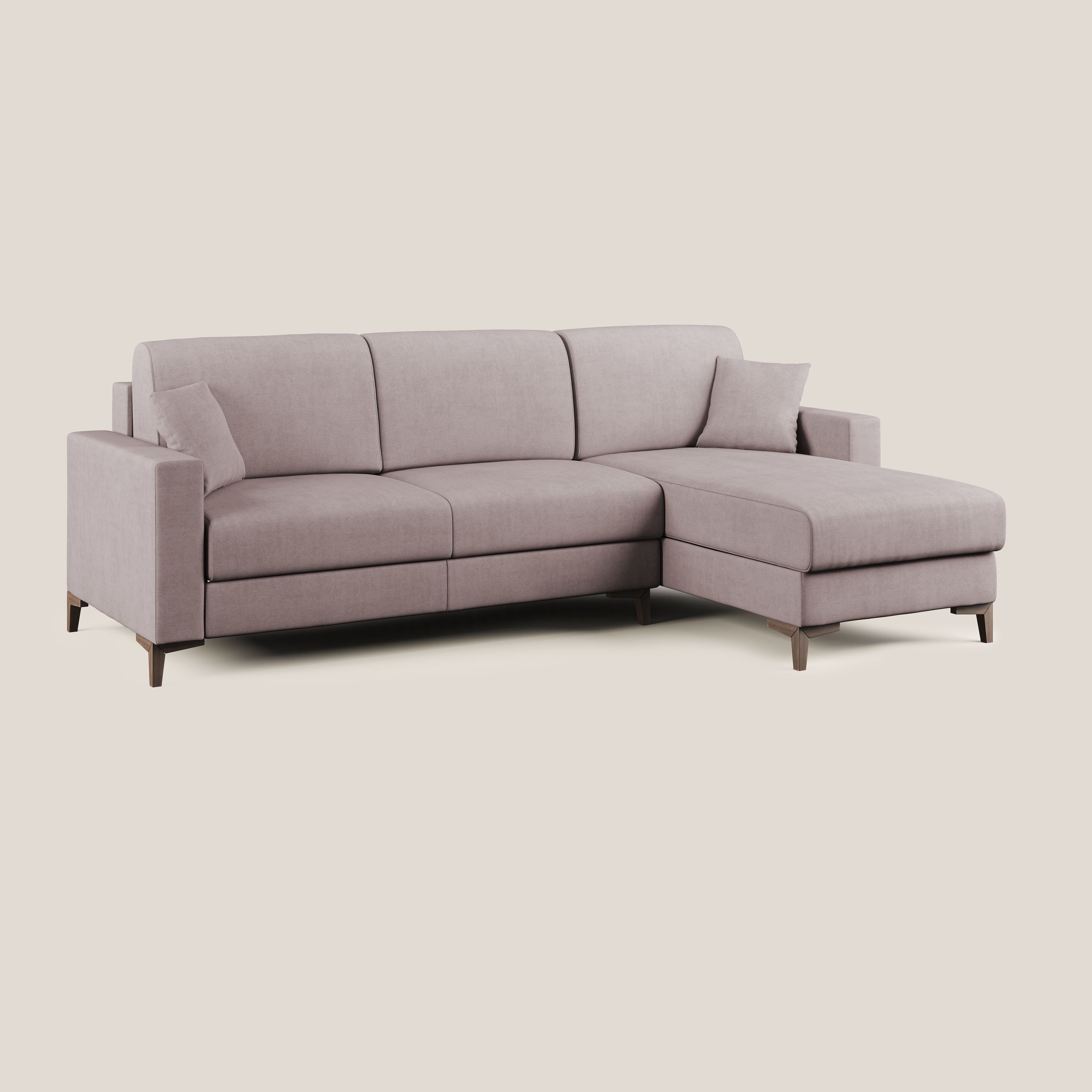 Kafka divano letto angolare in morbido tessuto impermeabile T02 rosa - divitt.sbs