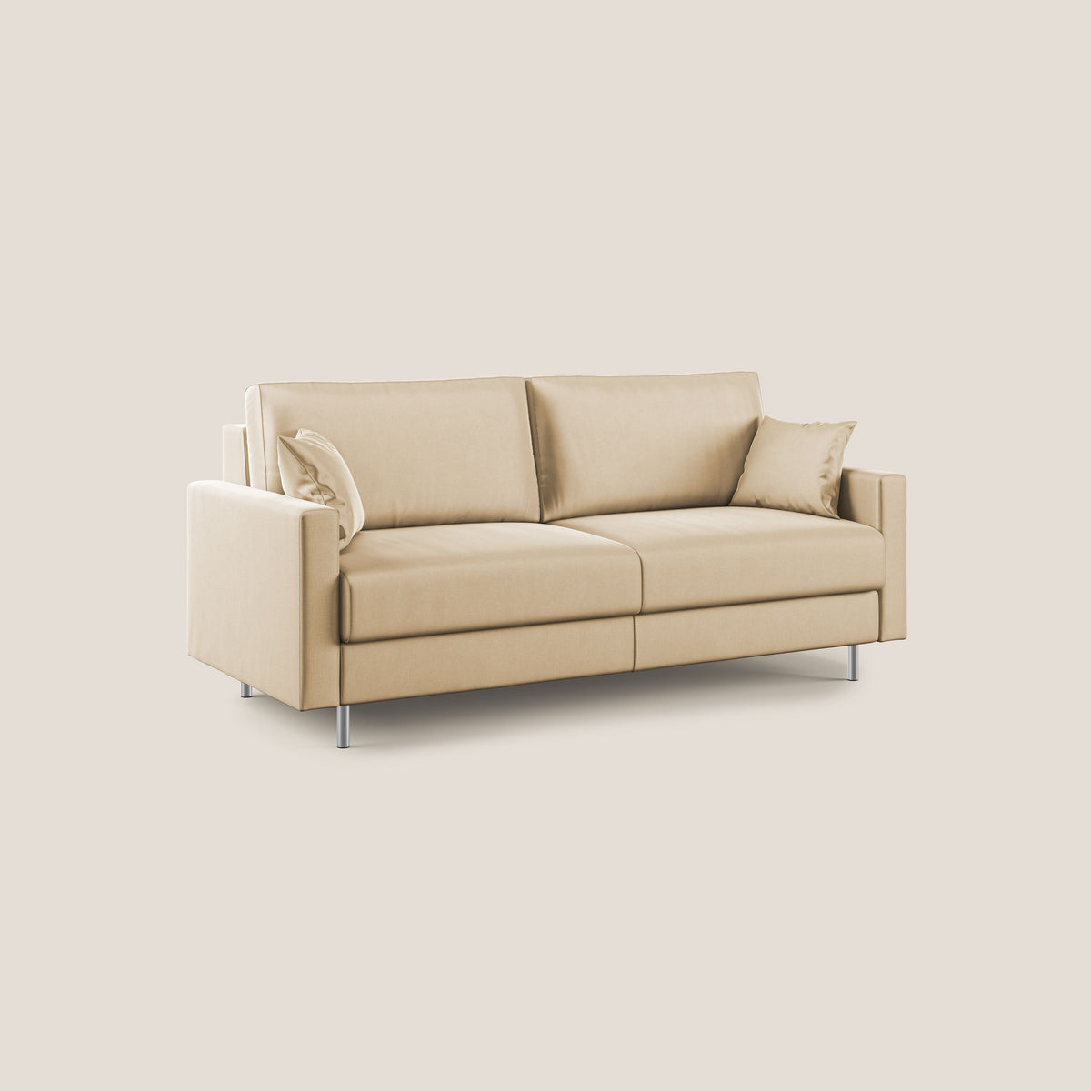 Andromeda divano letto matrimoniale in velluto morbido impermeabile T01 beige - divitt.sbs