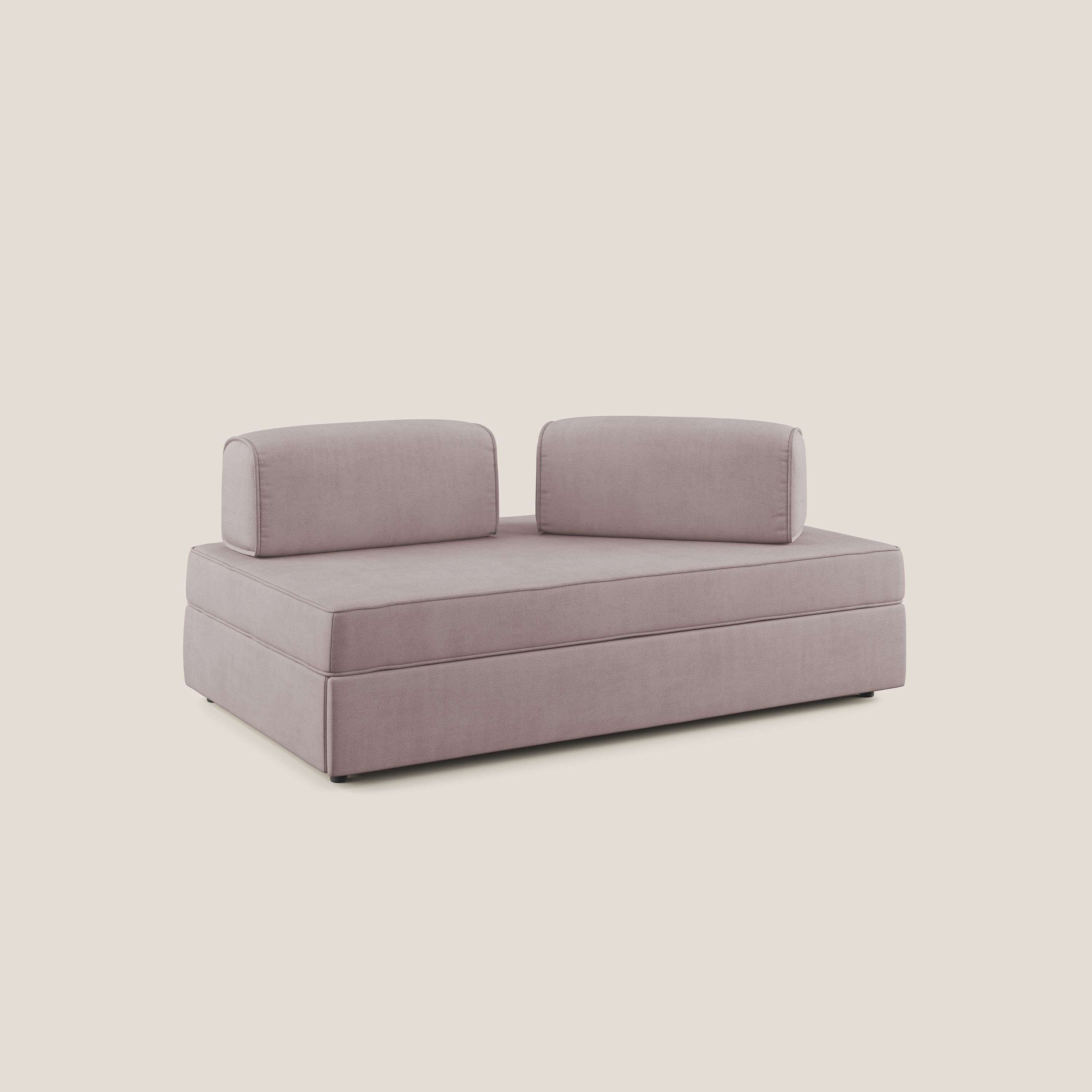 Liberty divano con pouf estraibile e schienali movibili in tessuto morbido impermeabile T02 rosa - divitt.sbs