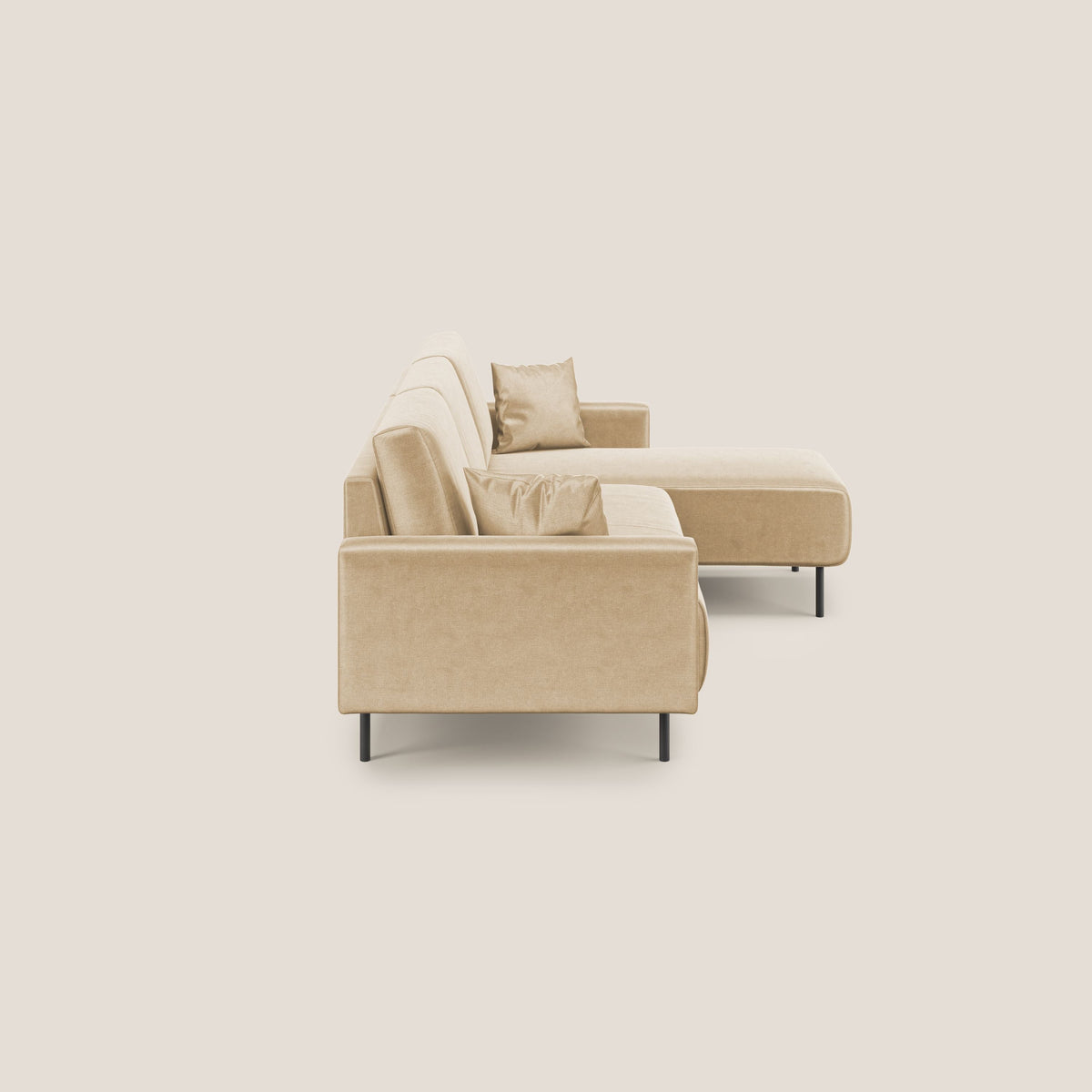 Arthur divano moderno angolare in velluto morbido impermeabile T01 beige - divitt.sbs