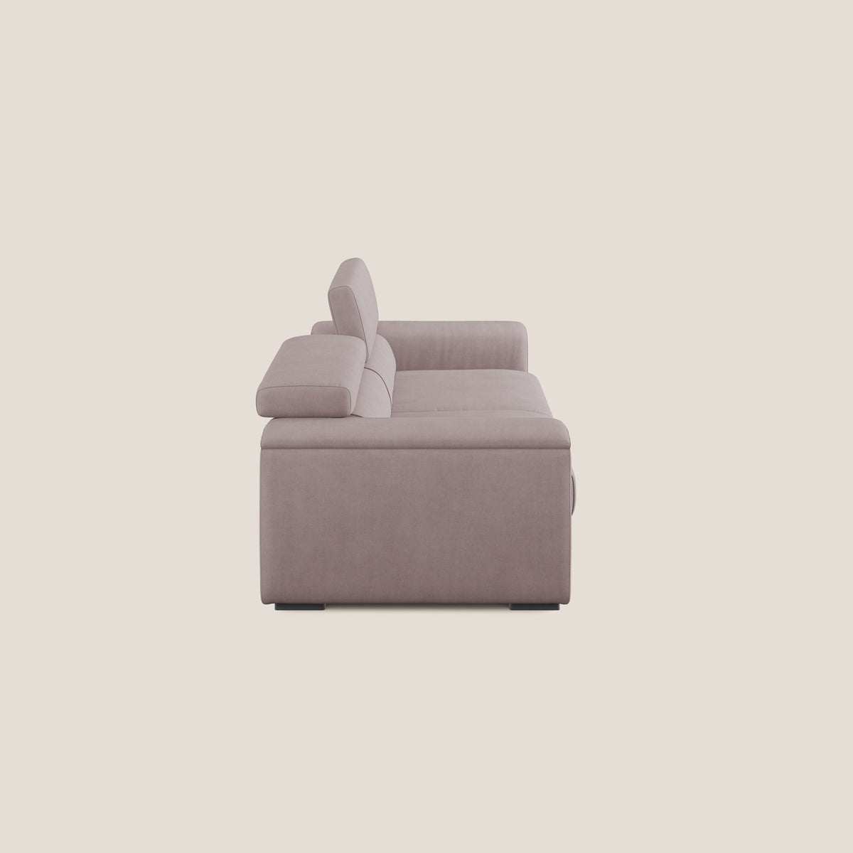 Zeno Divano con pouf estraibile poggiapiedi in tessuto morbido impermeabile T02 rosa - divitt.sbs