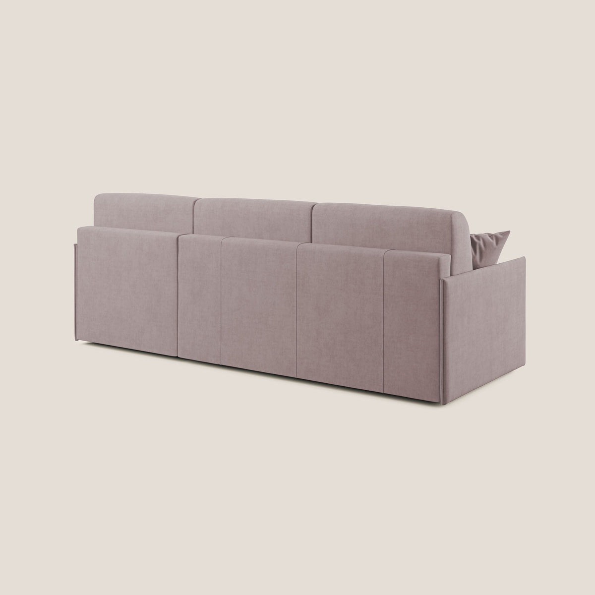 Evans Divano letto angolare con penisola in morbido tessuto impermeabile T02 rosa - divitt.sbs