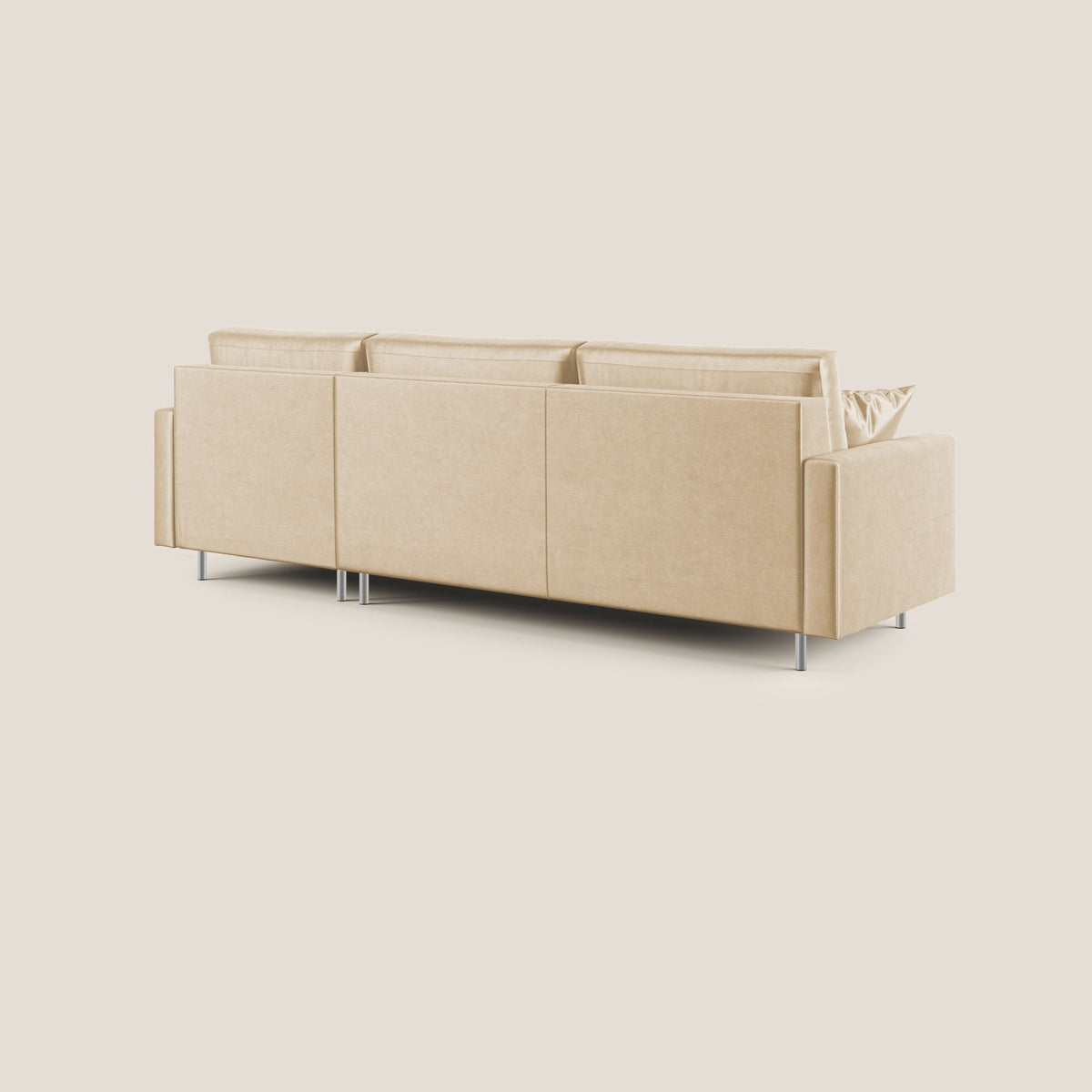Andromeda divano letto angolare in velluto morbido impermeabile T01 beige - divitt.sbs