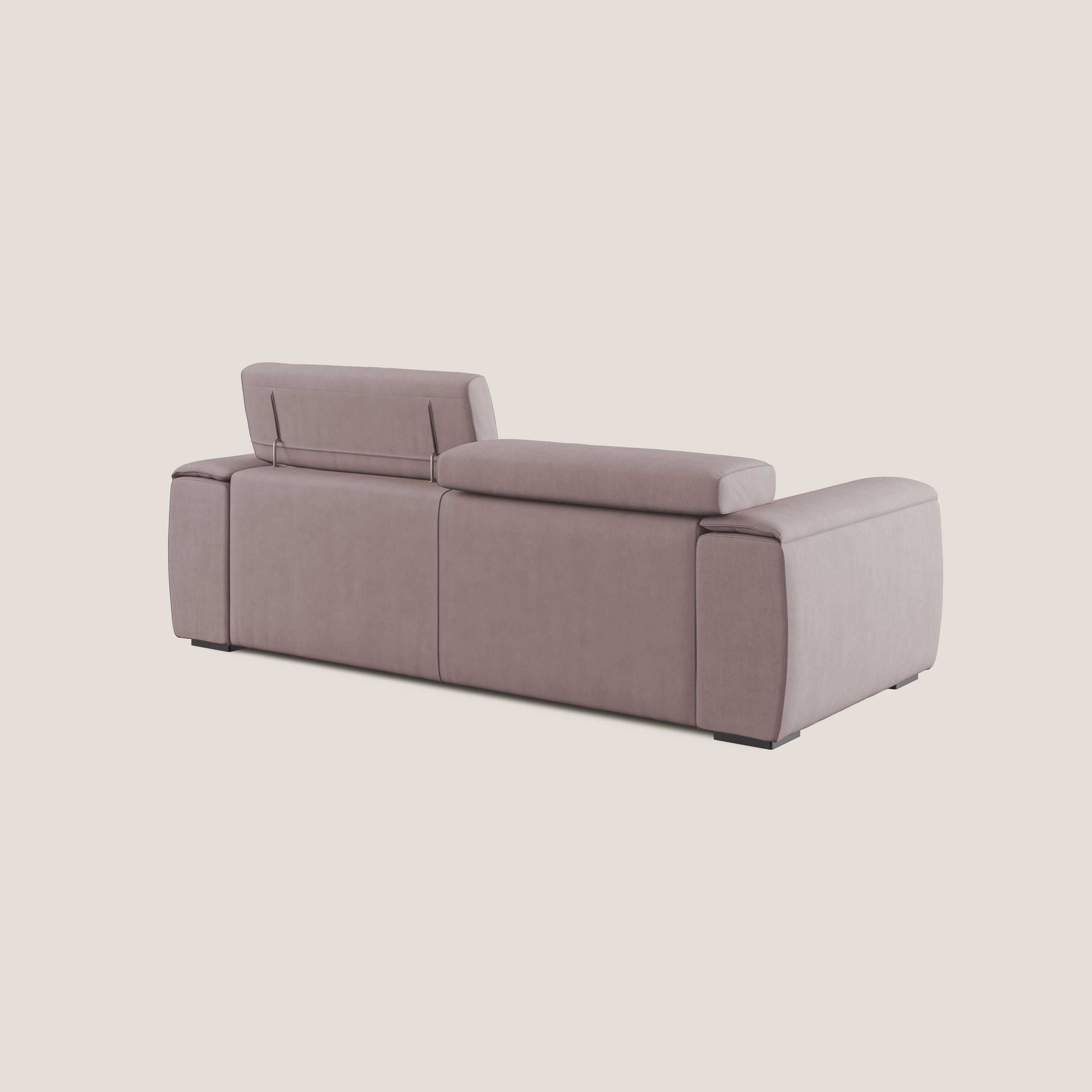 Zeno Divano con pouf estraibile poggiapiedi in tessuto morbido impermeabile T02 rosa - divitt.sbs