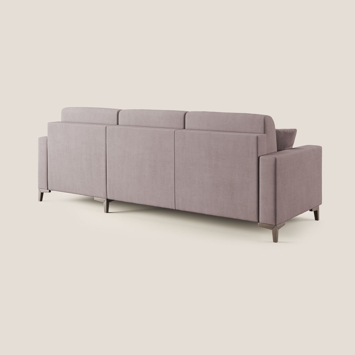 Kafka divano letto angolare in morbido tessuto impermeabile T02 rosa - divitt.sbs