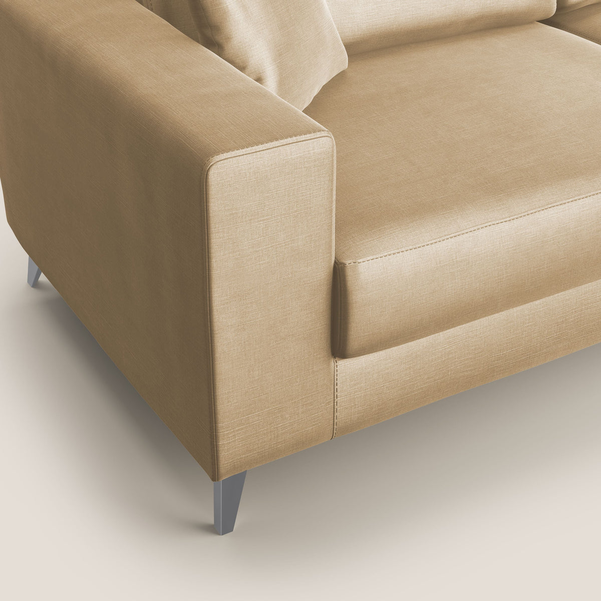 Michael divano moderno angolare con penisola in morbido velluto impermeabile T01 beige - divitt.sbs
