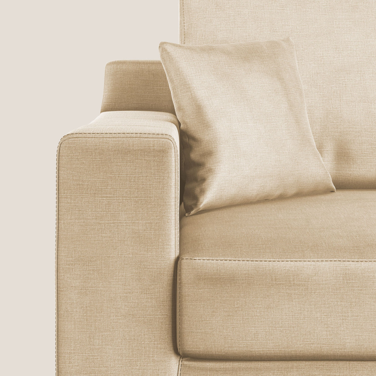 Michael divano moderno angolare con penisola in morbido velluto impermeabile T01 beige - divitt.sbs