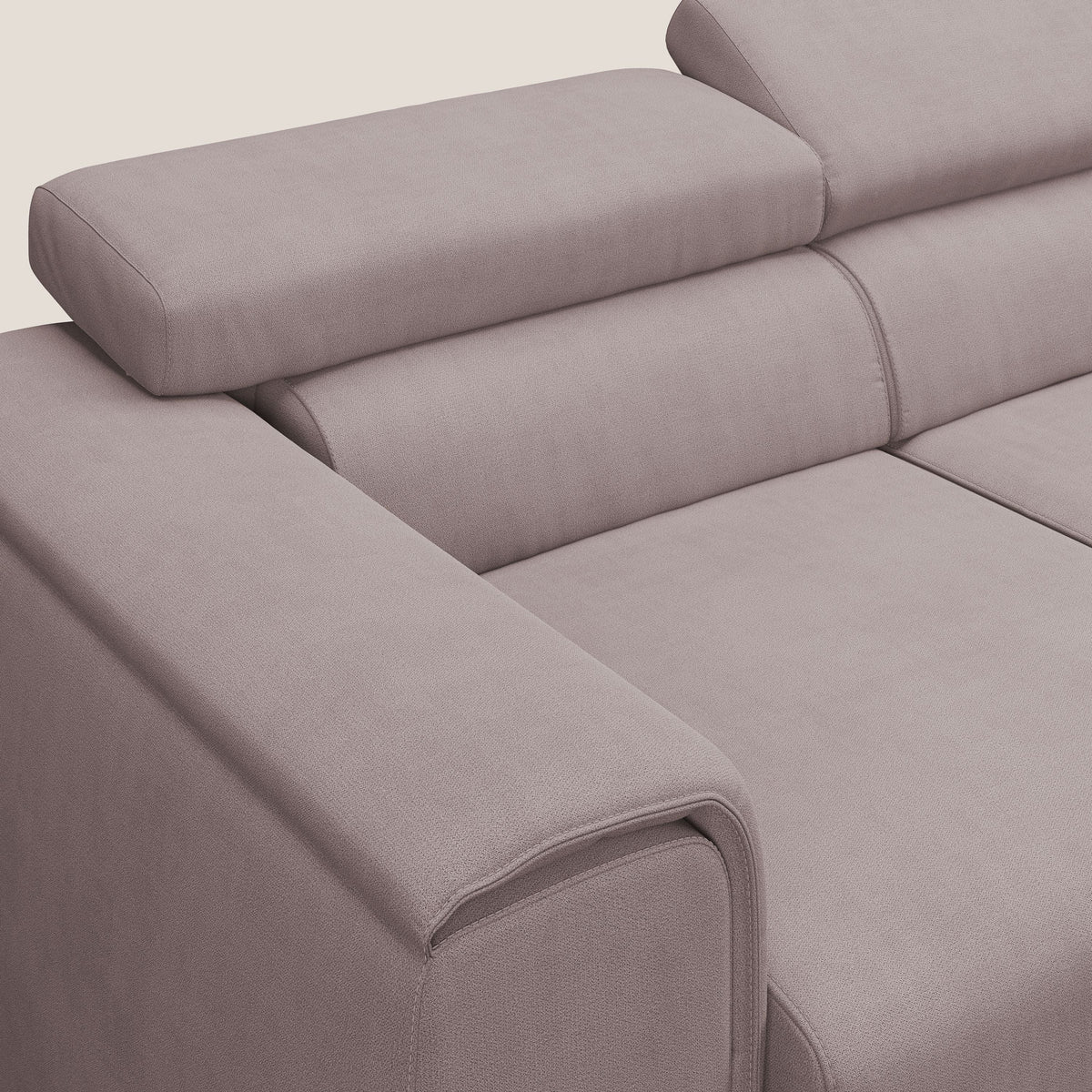 Zeno Divano con pouf estraibile poggiapiedi a 3 sedute in tessuto morbido impermeabile T02 rosa - divitt.sbs