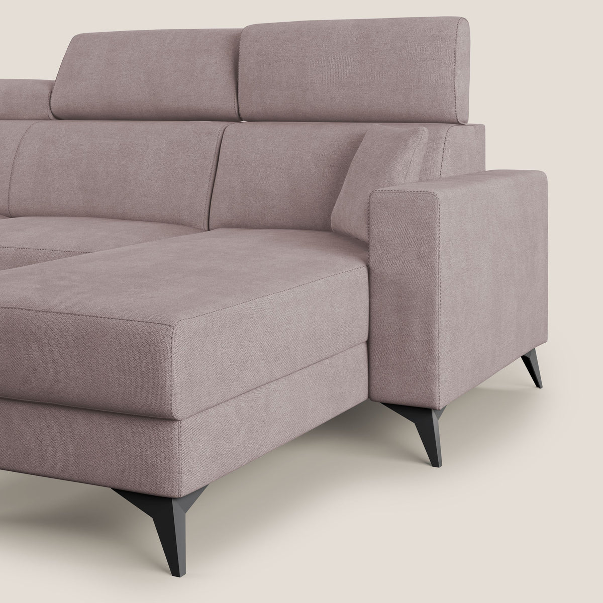 Pegaso divano letto angolare con poggiatesta reclinabili e rivestimento impermeabile T02 rosa - divitt.sbs