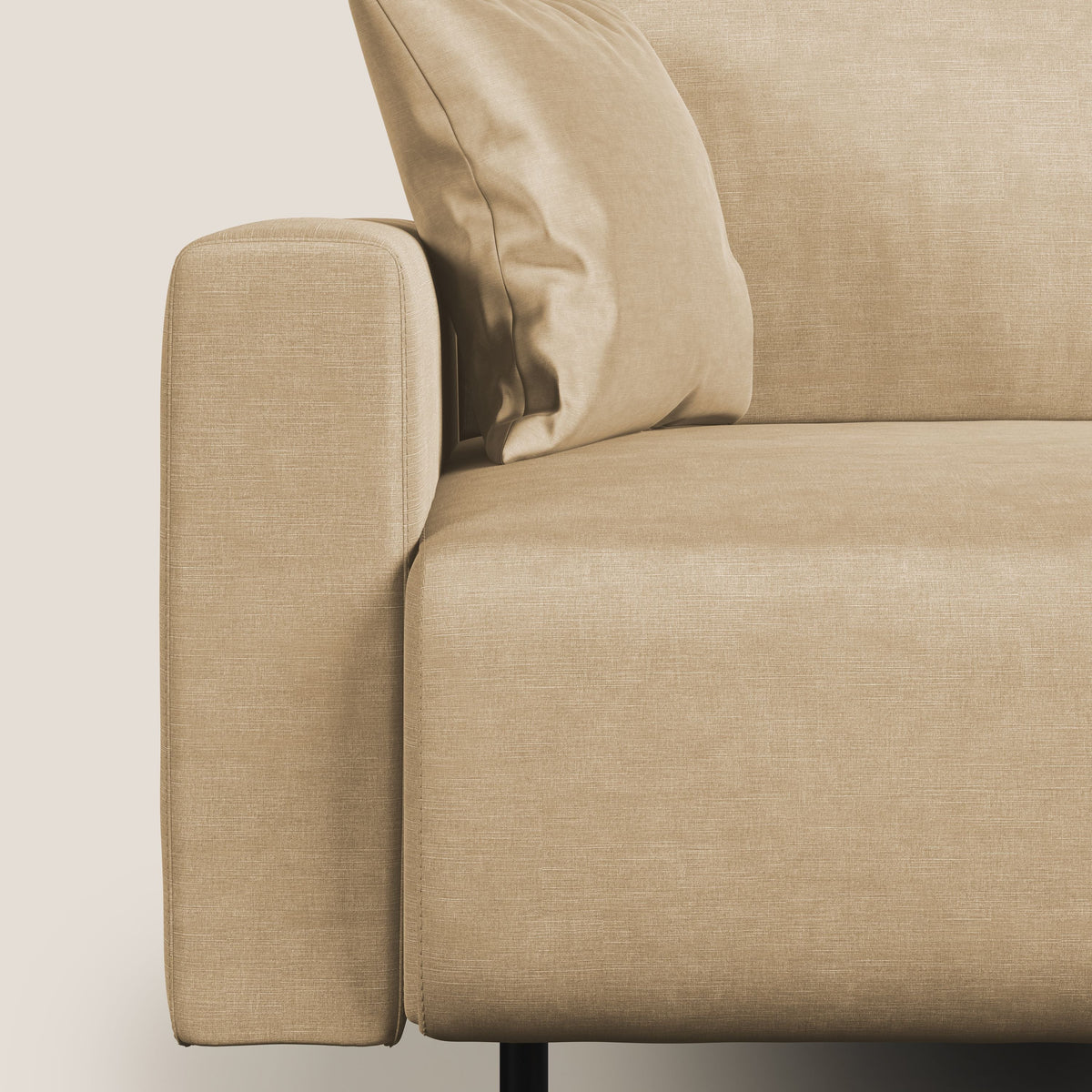Arthur divano moderno angolare in velluto morbido impermeabile T01 beige - divitt.sbs