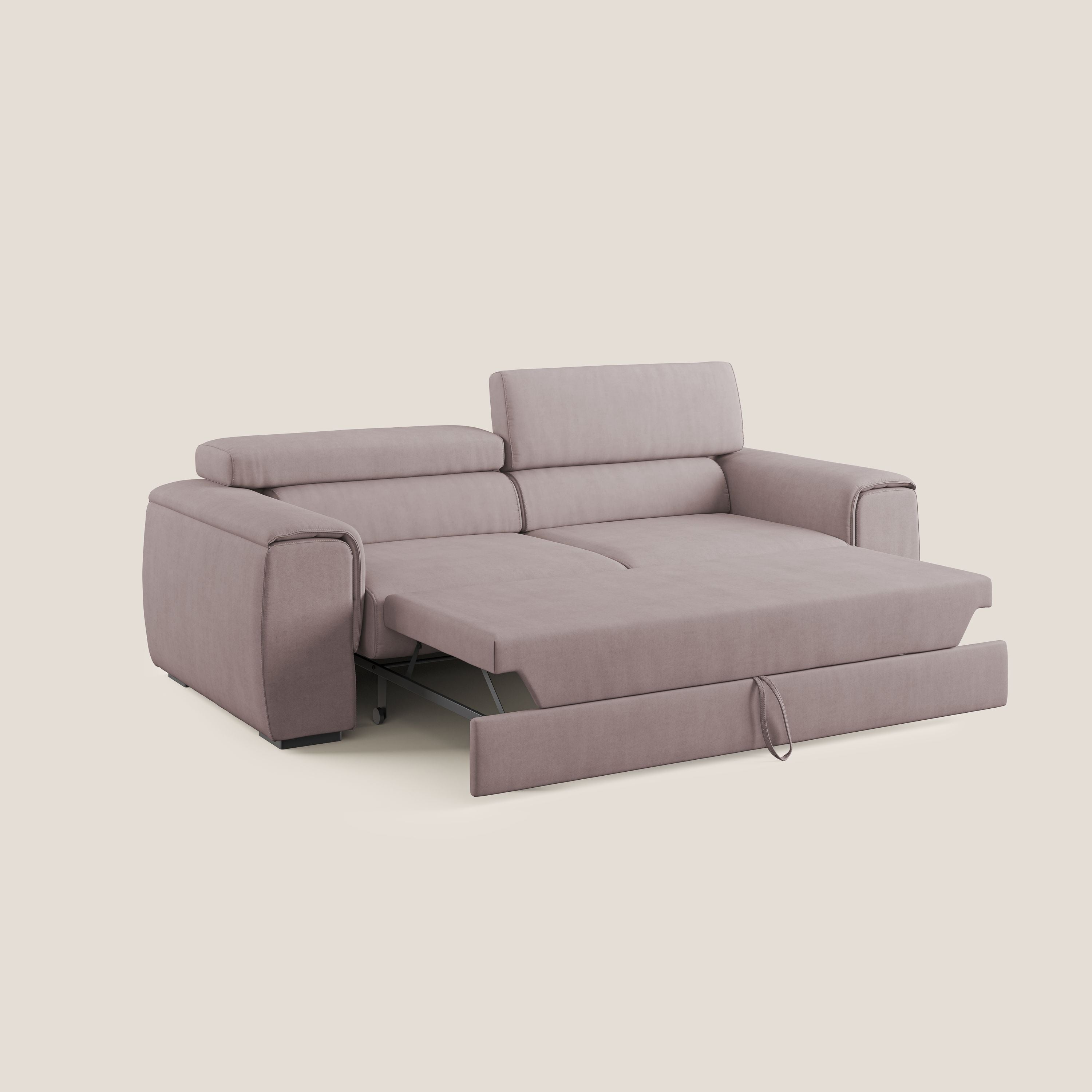 Zeno Divano con pouf estraibile poggiapiedi in tessuto morbido impermeabile T02 rosa - divitt.sbs