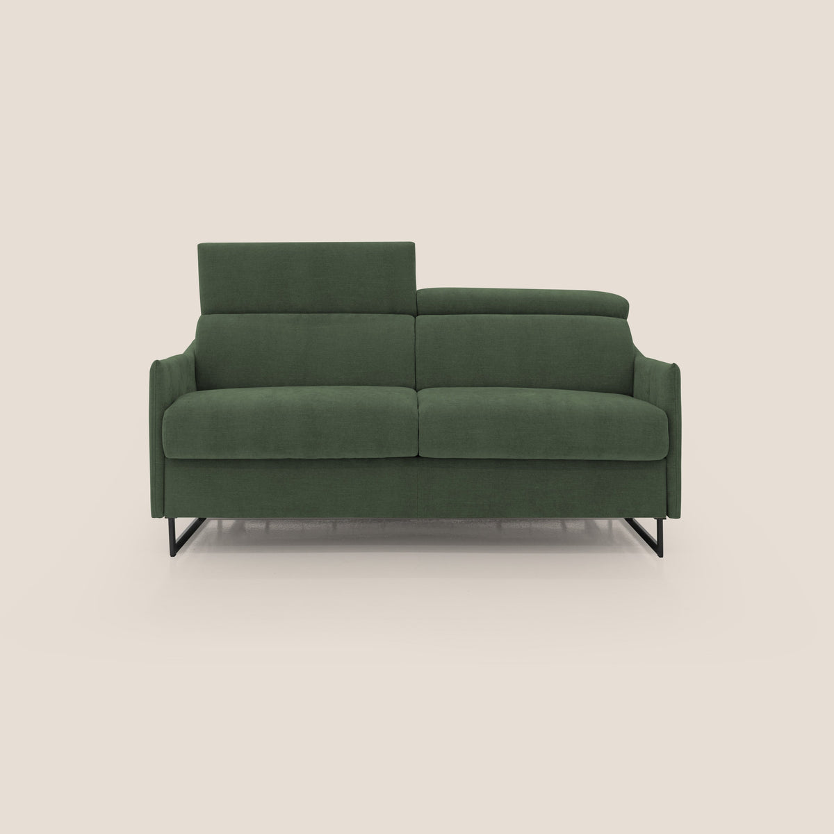 Loto divano letto salvaspazio materasso H18 cm con piedi alti in morbido tessuto impermeabile T14 verde - divitt.sbs