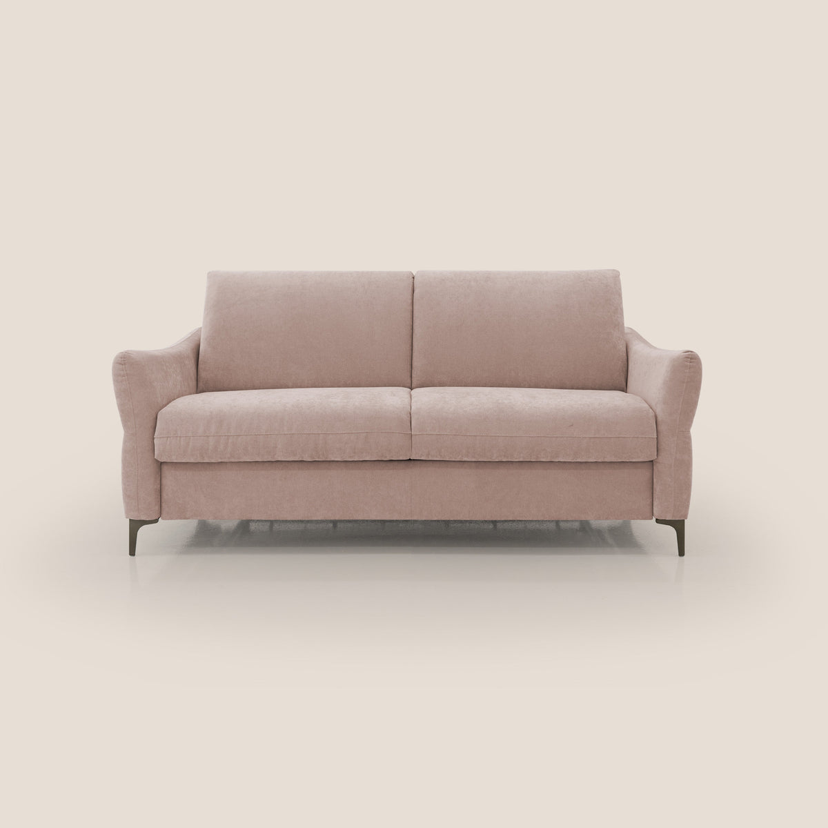 Dalia divano letto con materasso H18 cm e piedi alti in raffinato tessuto smacchiabile T17 rosa - divitt.sbs