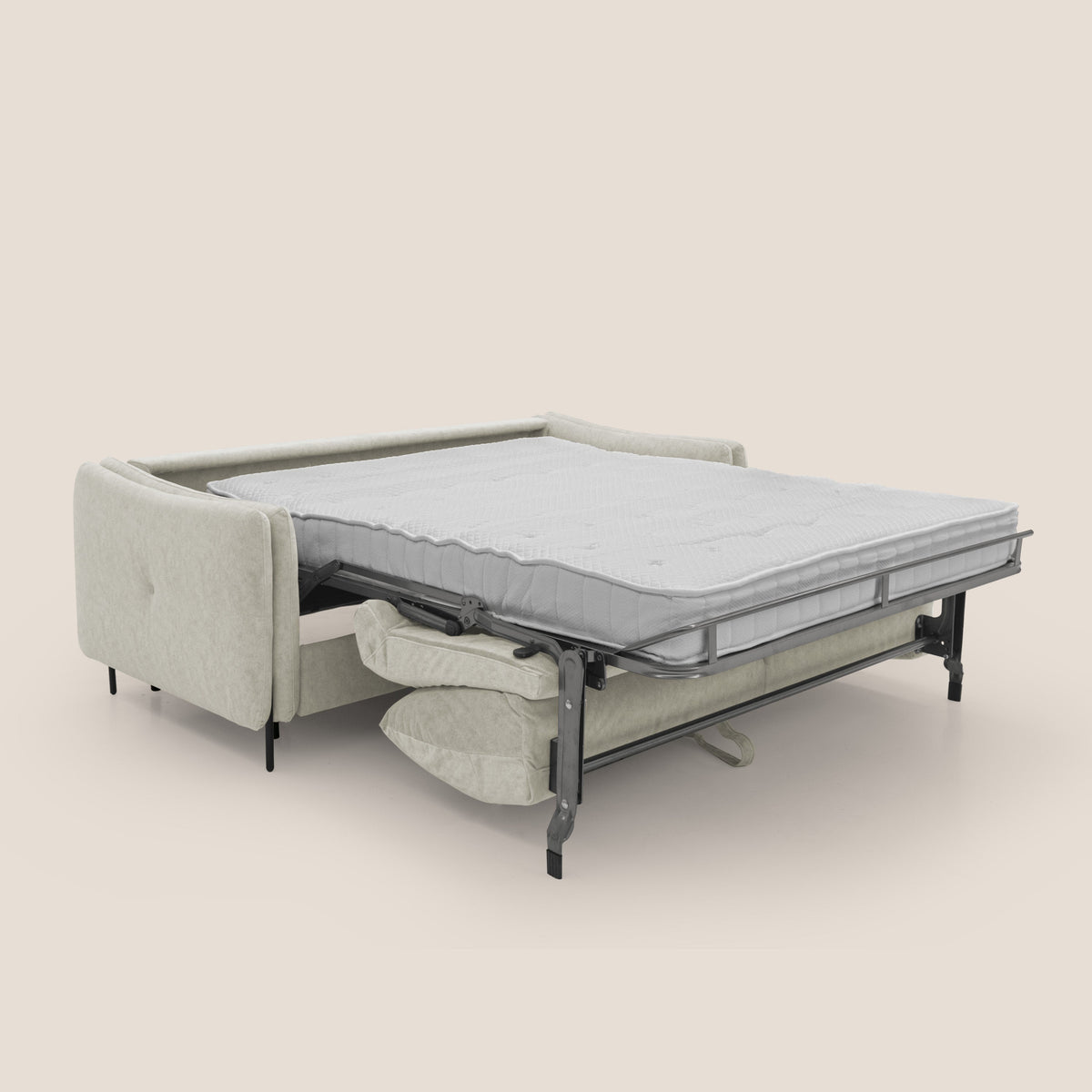 Gregory Divano letto con materasso h18 cm in microfibra effetto velluto impermeabile T09 panna - divitt.sbs