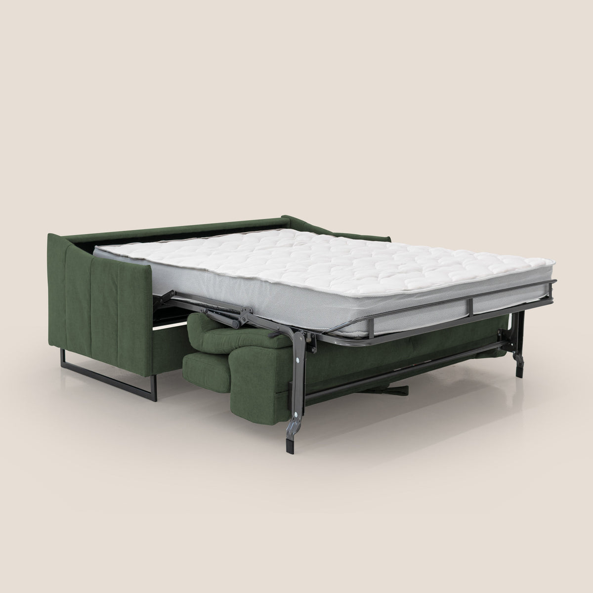 Loto divano letto salvaspazio materasso H18 cm con piedi alti in morbido tessuto impermeabile T14 verde - divitt.sbs