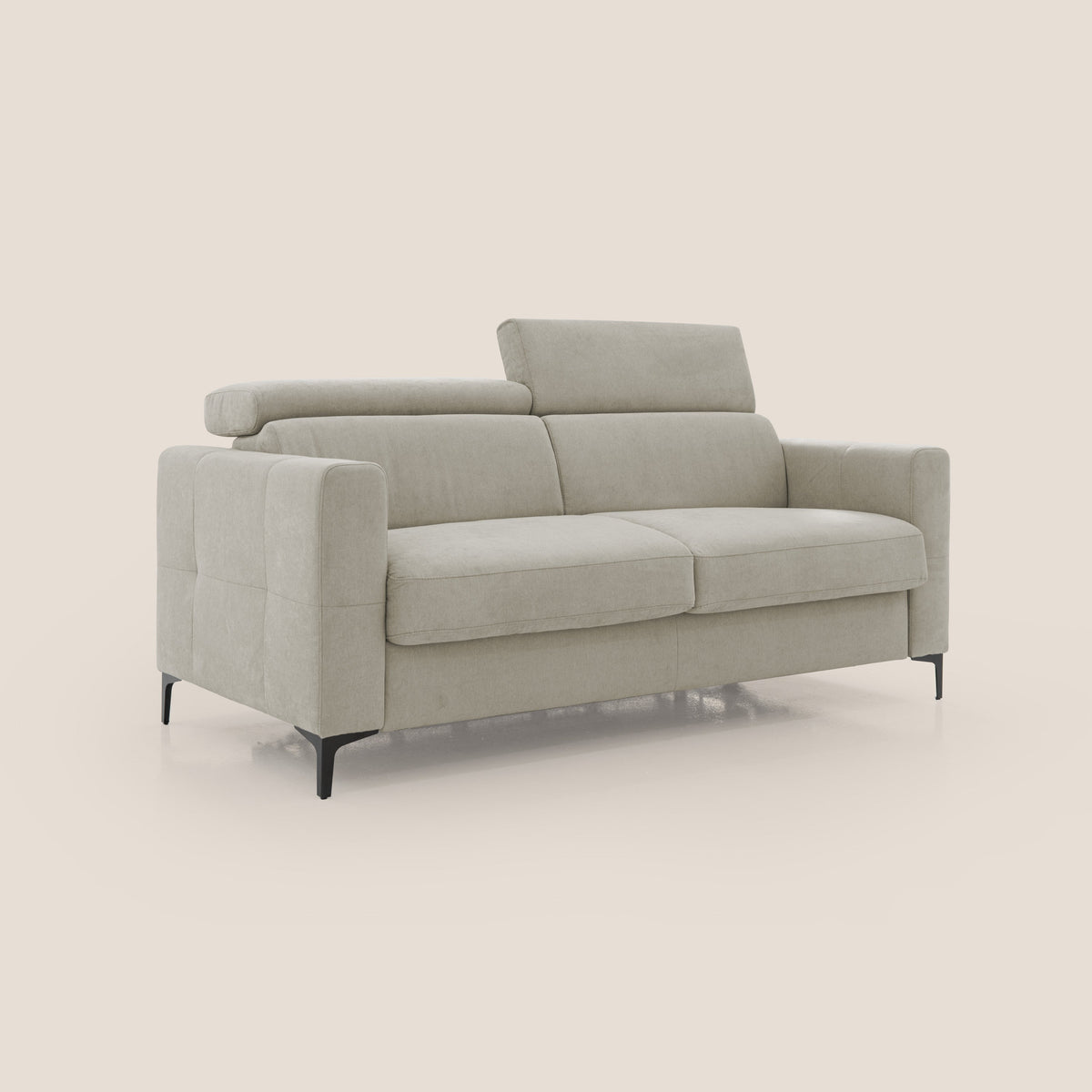 Gardenia divano letto materasso alto 18 cm con poggiatesta reclinabili e rivestimento impermeabile T02 panna - divitt.sbs