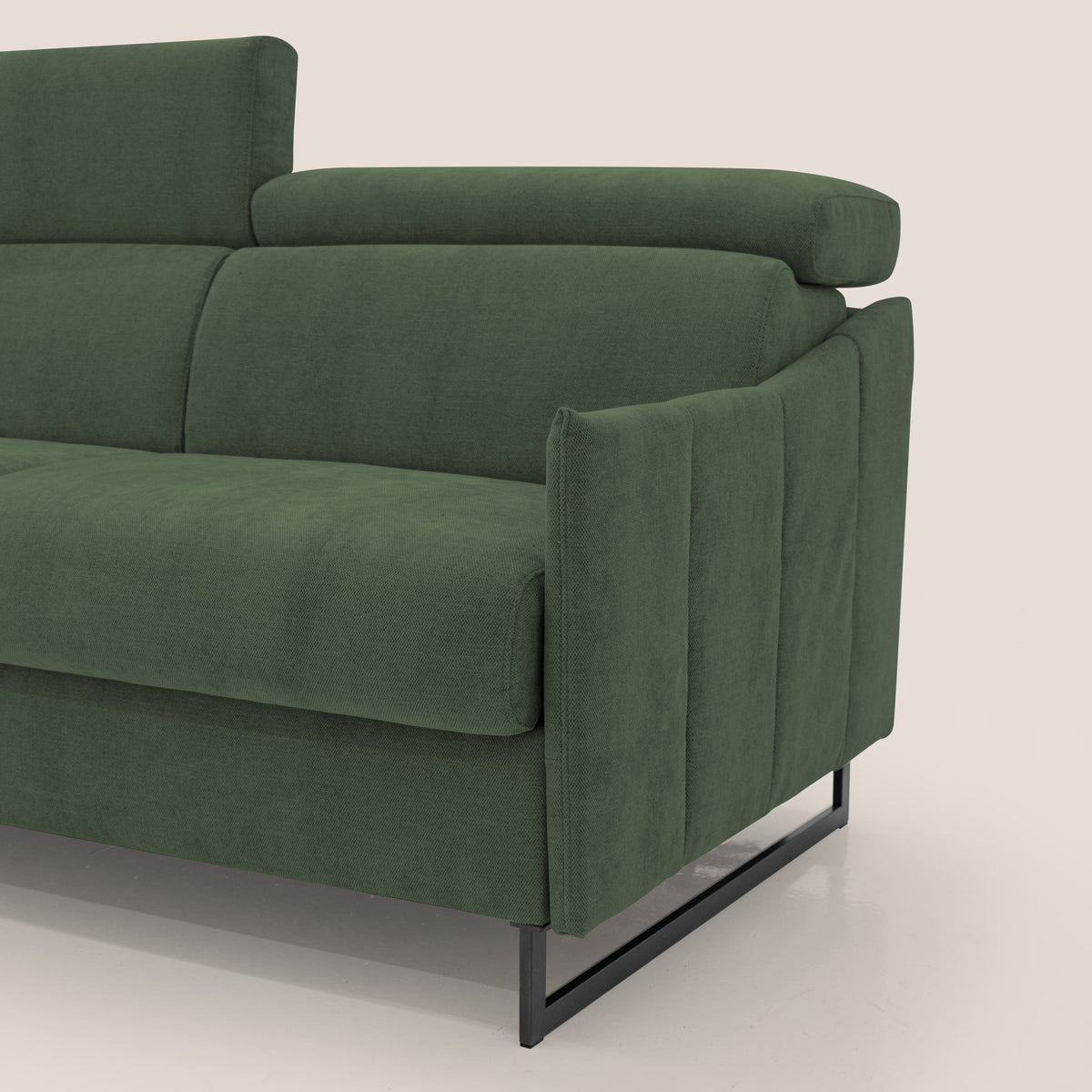 Loto divano letto salvaspazio materasso H18 cm con piedi alti in morbido tessuto impermeabile T14 verde - divitt.sbs