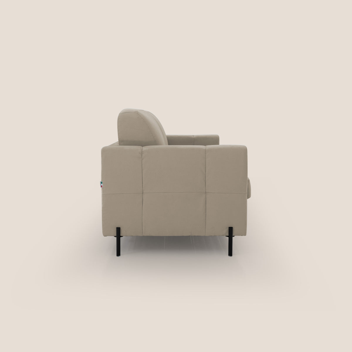 Ortensia divano letto materasso H18 cm con piedi alti in elegante microfibra smacchiabile T11 tortora - divitt.sbs