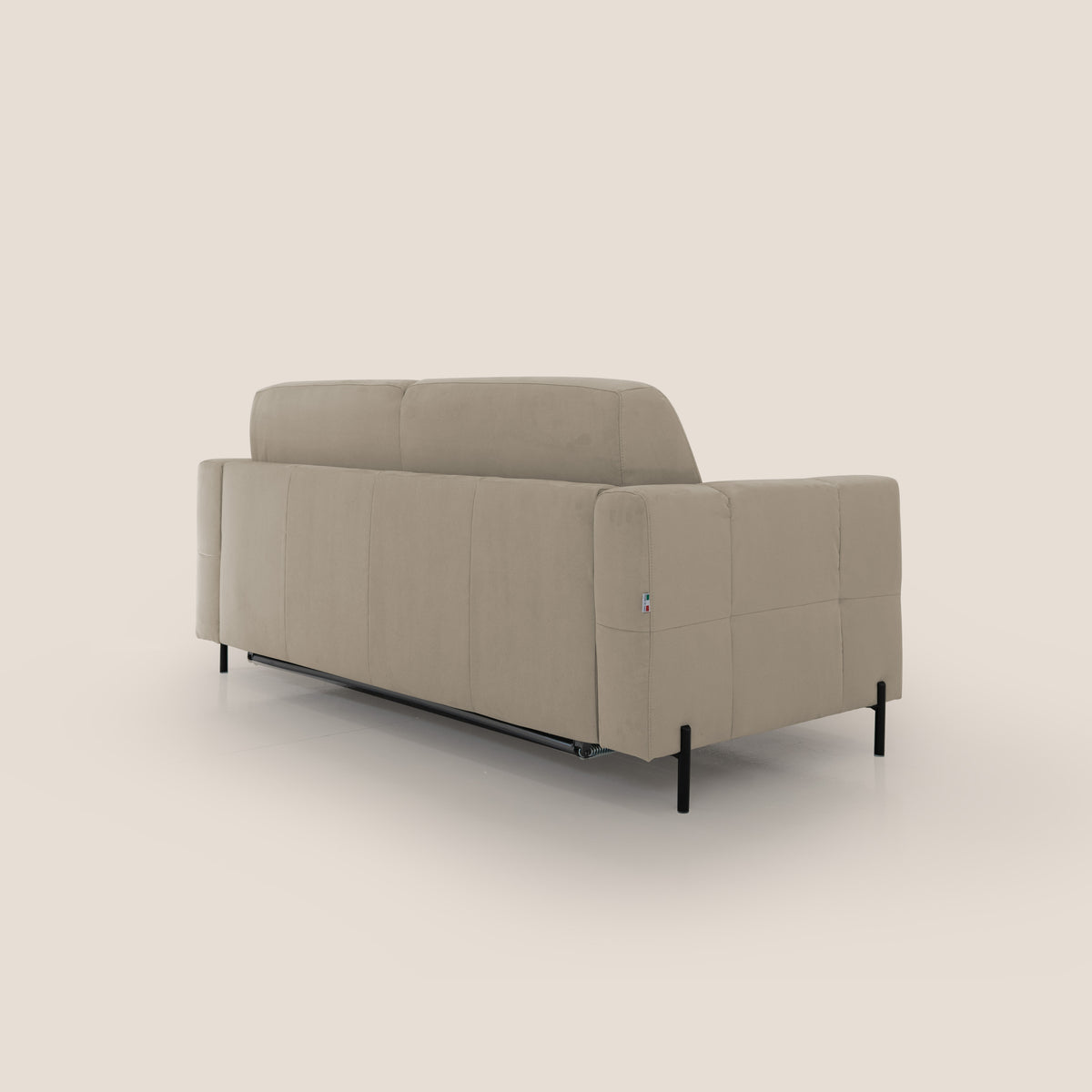 Ortensia divano letto materasso H18 cm con piedi alti in elegante microfibra smacchiabile T11 tortora - divitt.sbs