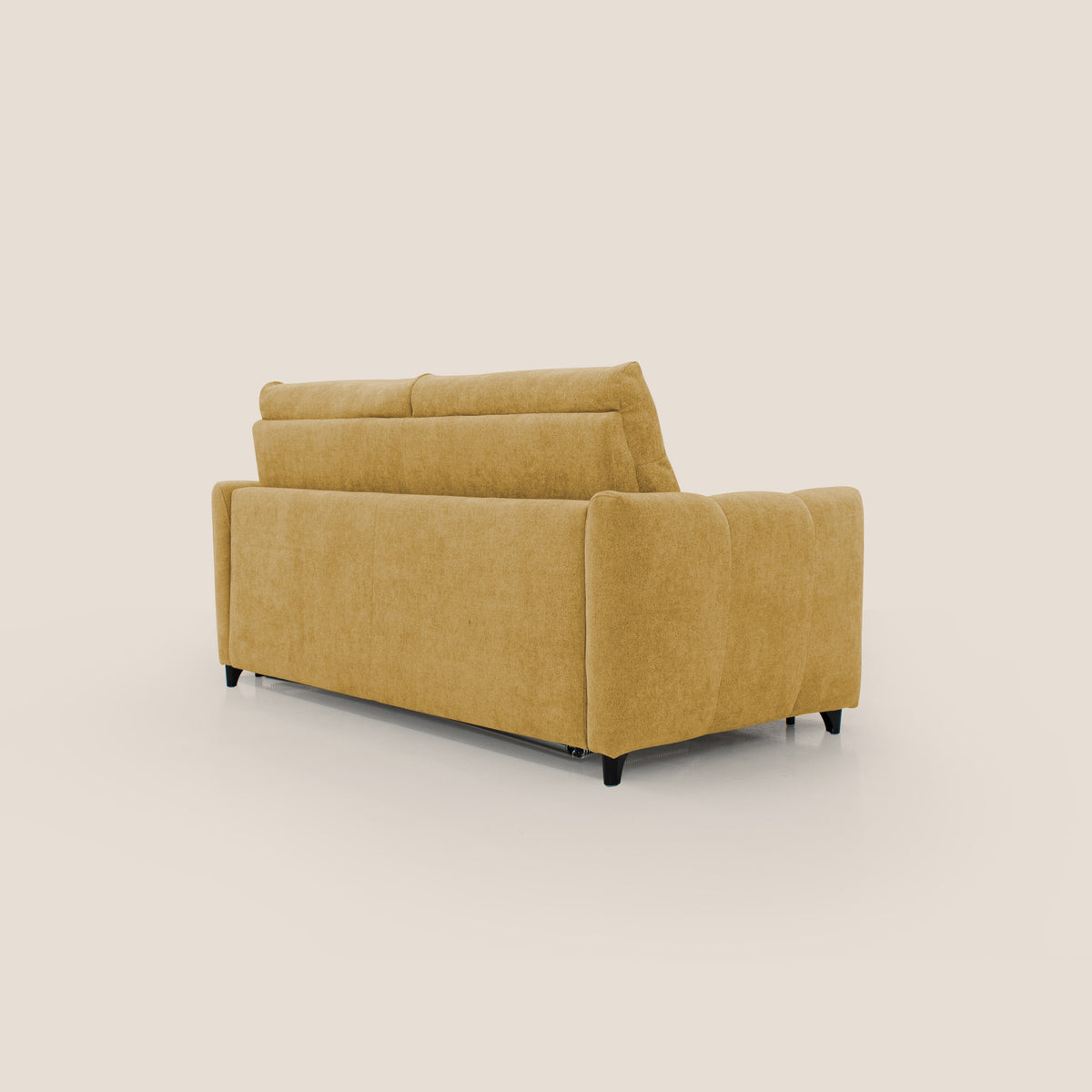 Peonia divano letto scandinavo con materasso H18 cm e morbido e alto schienale in tessuto Bouclé impermeabile T07 giallo - divitt.sbs