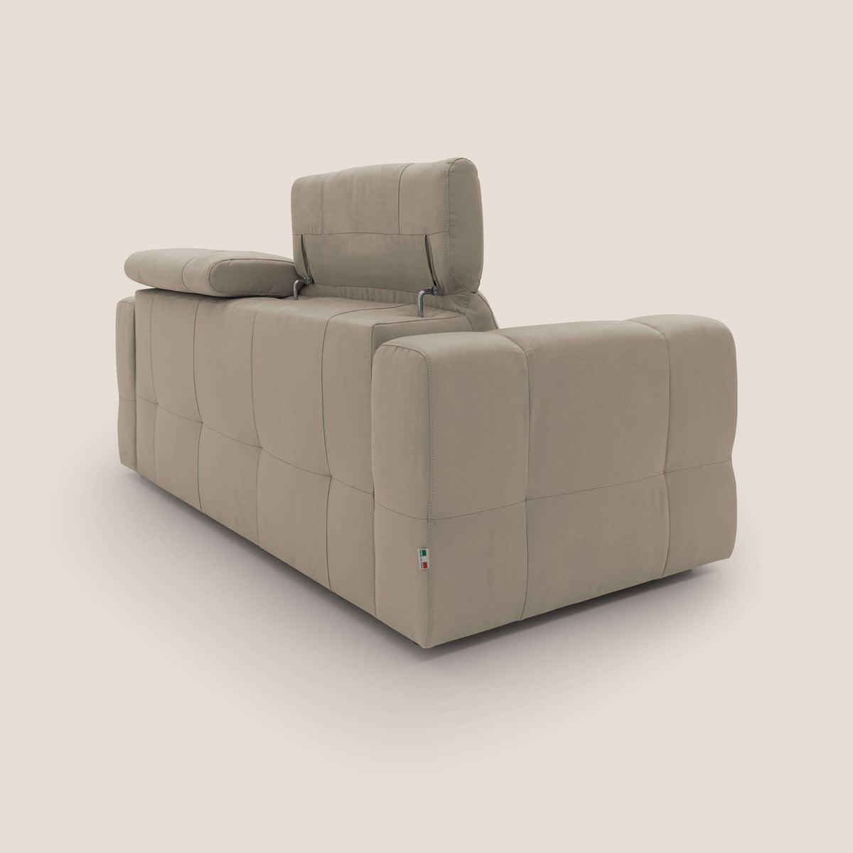 Kronos Divano con pouf estraibile poggiapiedi e poggiatesta reclinabili in morbida microfibra impermeabile T11 tortora - divitt.sbs