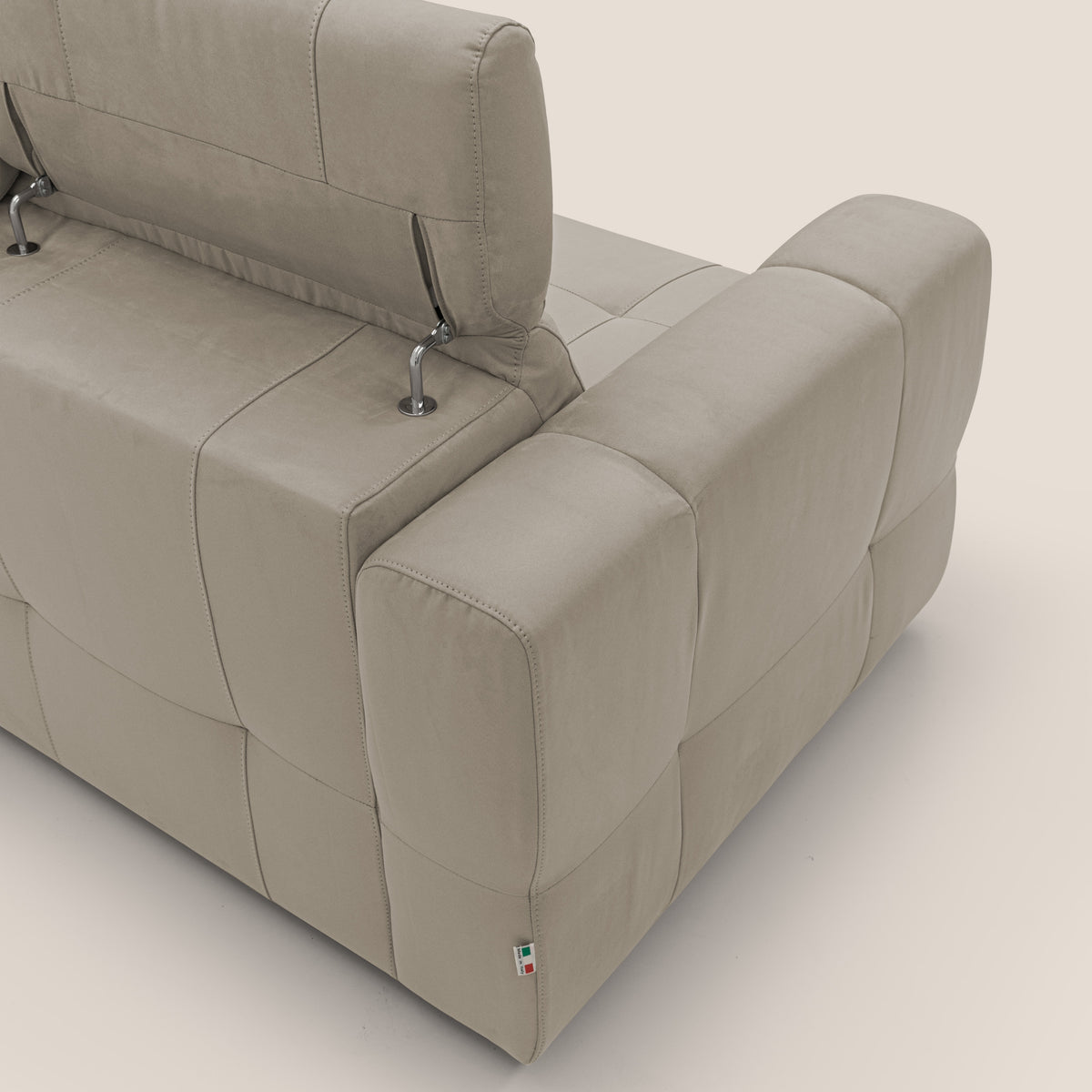 Kronos Divano angolare con pouf estraibile e penisola contenitore in microfibra impermeabile T11 tortora - divitt.sbs