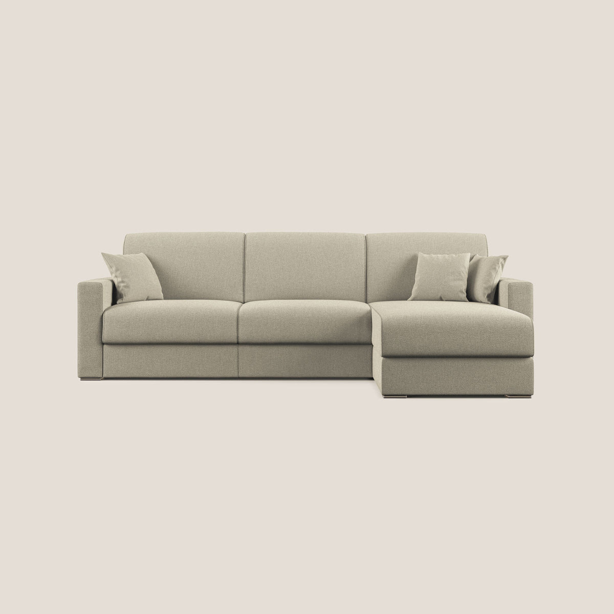 Best Divano letto angolare con penisola in tessuto smacchiabile QuickClean T08 panna - divitt.sbs