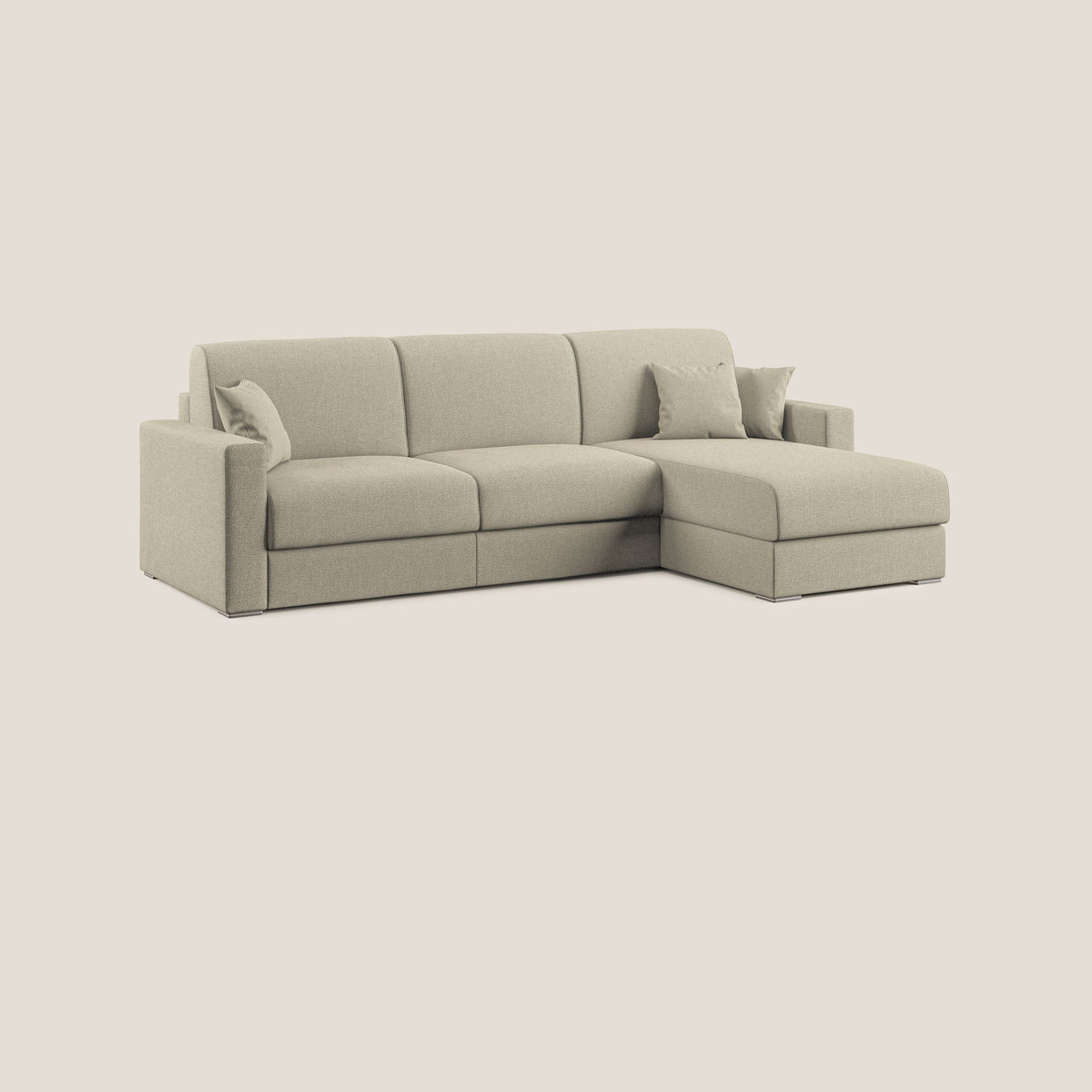 Best Divano letto angolare con penisola in tessuto smacchiabile QuickClean T08 panna - divitt.sbs