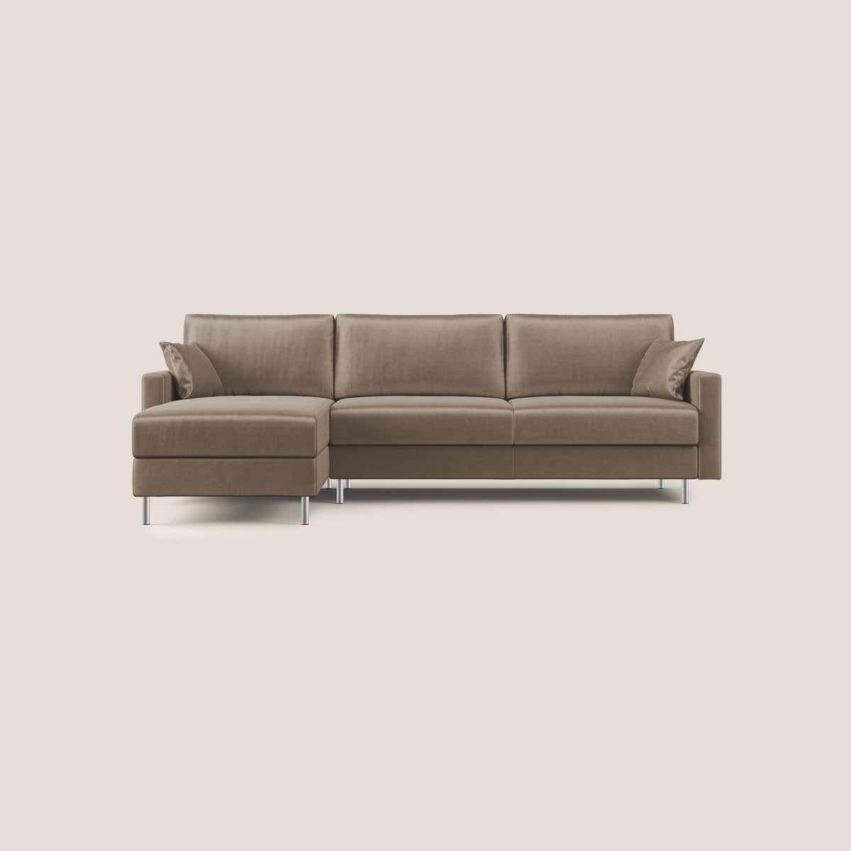 Andromeda divano letto angolare in velluto morbido impermeabile T01 marrone - divitt.sbs