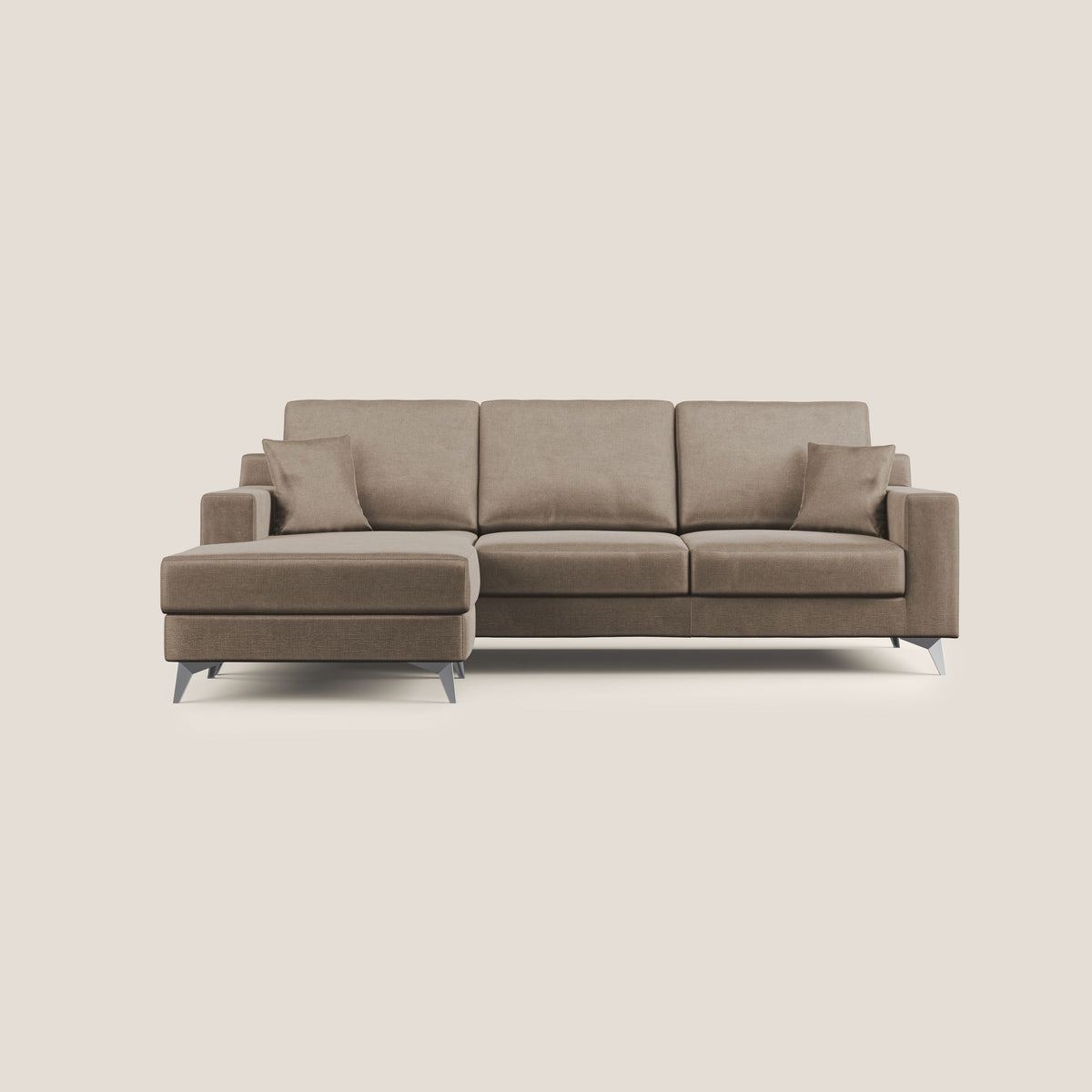 Michael divano moderno angolare con penisola in morbido velluto impermeabile T01 marrone - divitt.sbs